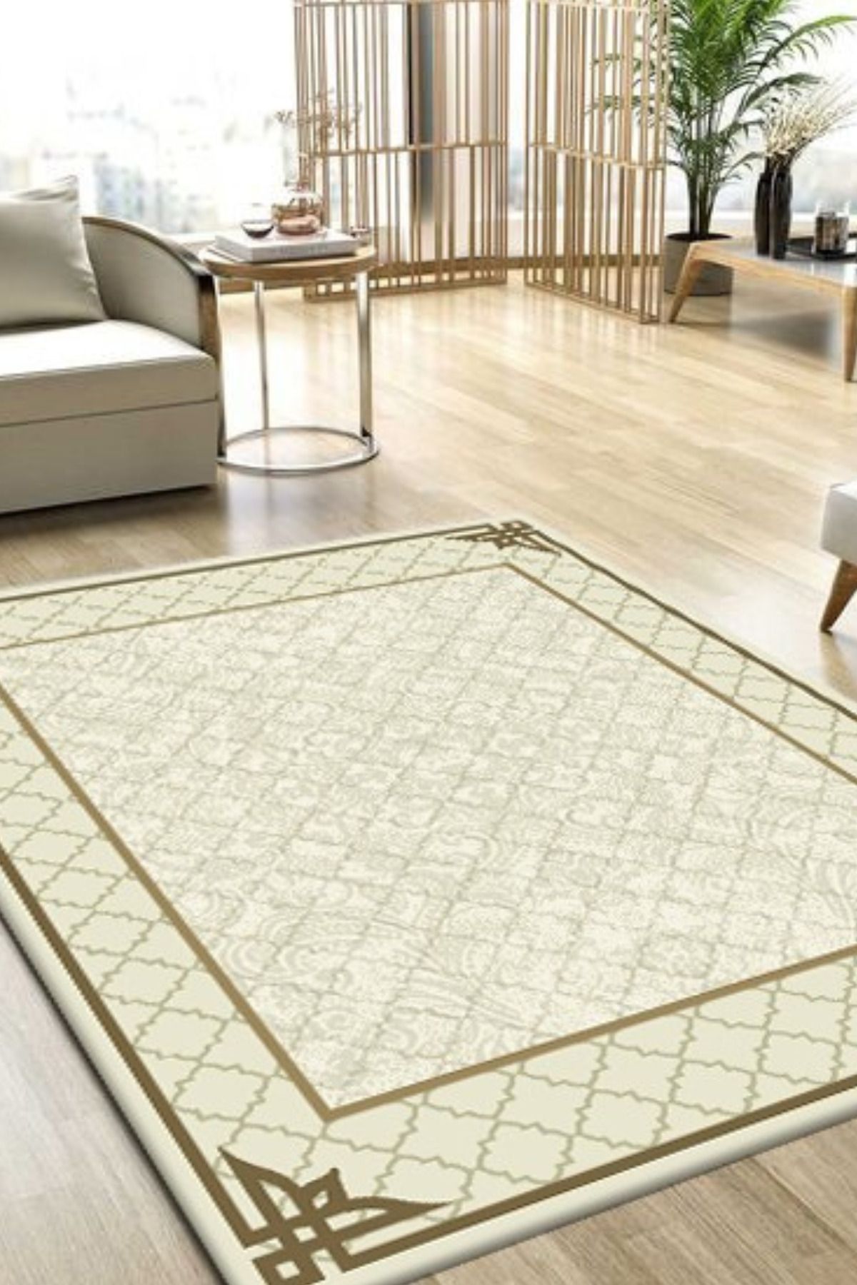 DERAS HOME Dijital Baskı Yıkanabilir Kaymaz Taban Salon Halısı Yolluk