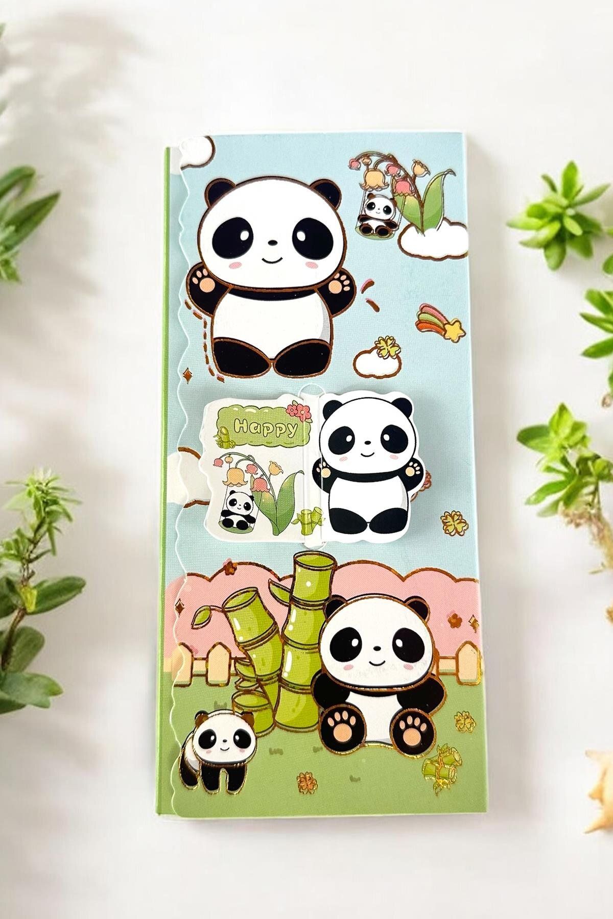 TAKIŞTIR Açık Mavi Renk Panda Figürlü Yapışkanlı Not Kağıdı