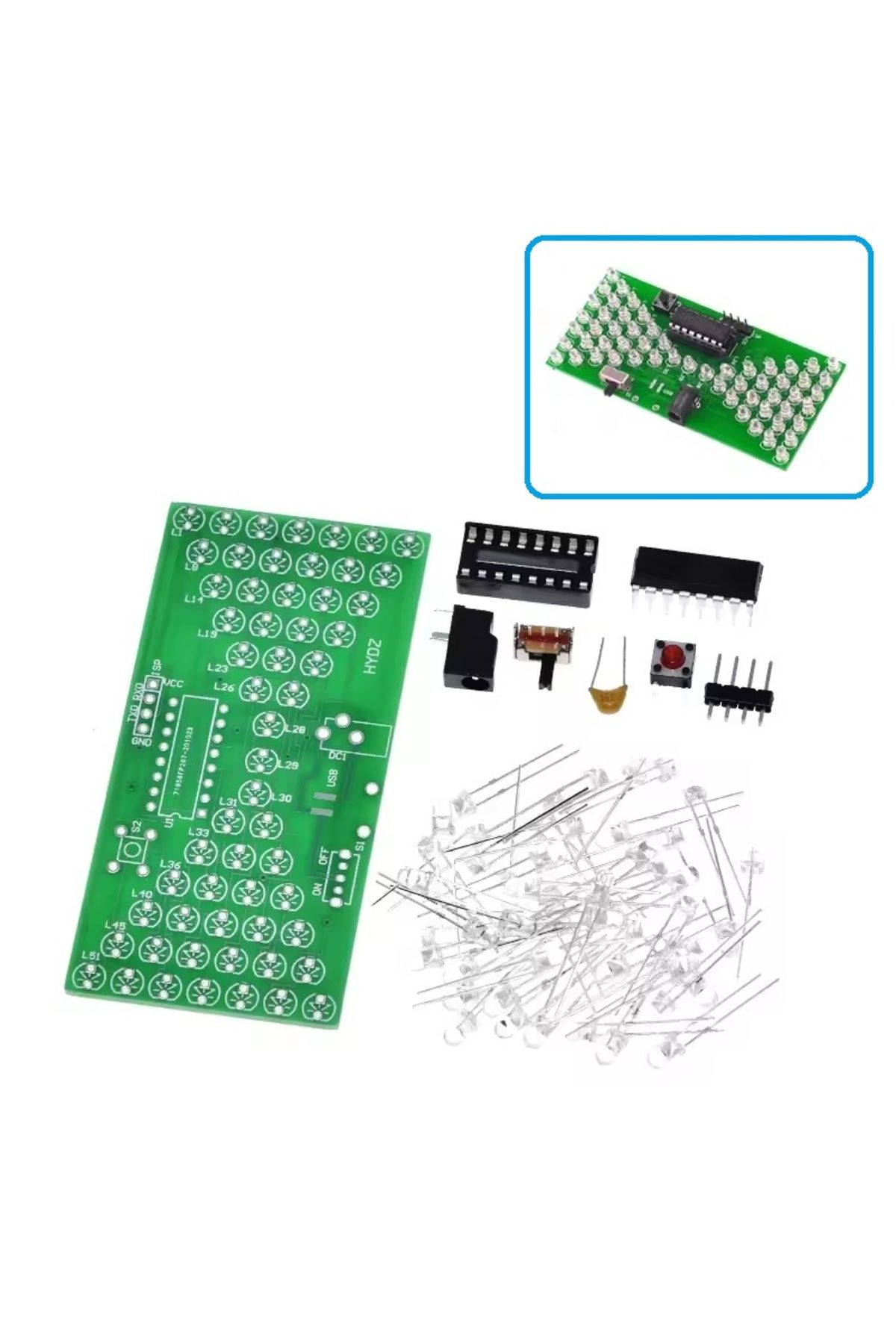 Devre Dünyası 5V Led Elektronik Kum Saati Hobi Devresi DIY Lehimleme Kiti - Demonte(Montesiz)