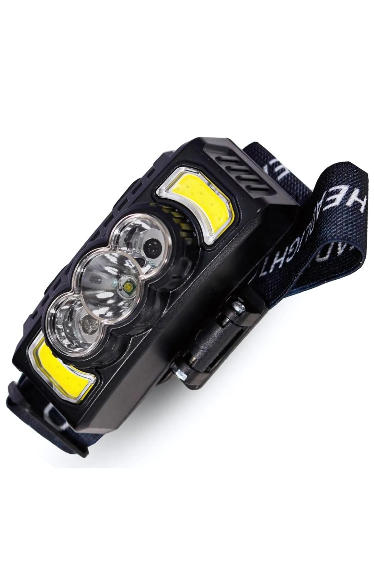 Generic-HX-810 headlamp with 5 extra powerful LEDs and 7 lighting modes, red COB LED, rechargeable battery 3