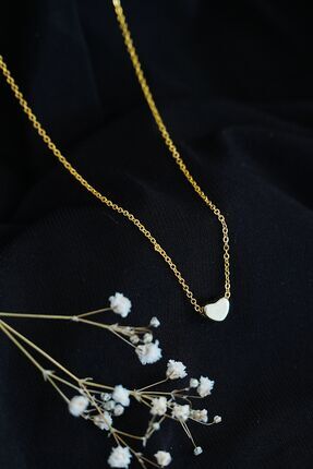 Lisinya Kalp Tasarımlı Düz Zincir Kolye Gold Renl – Lisinya