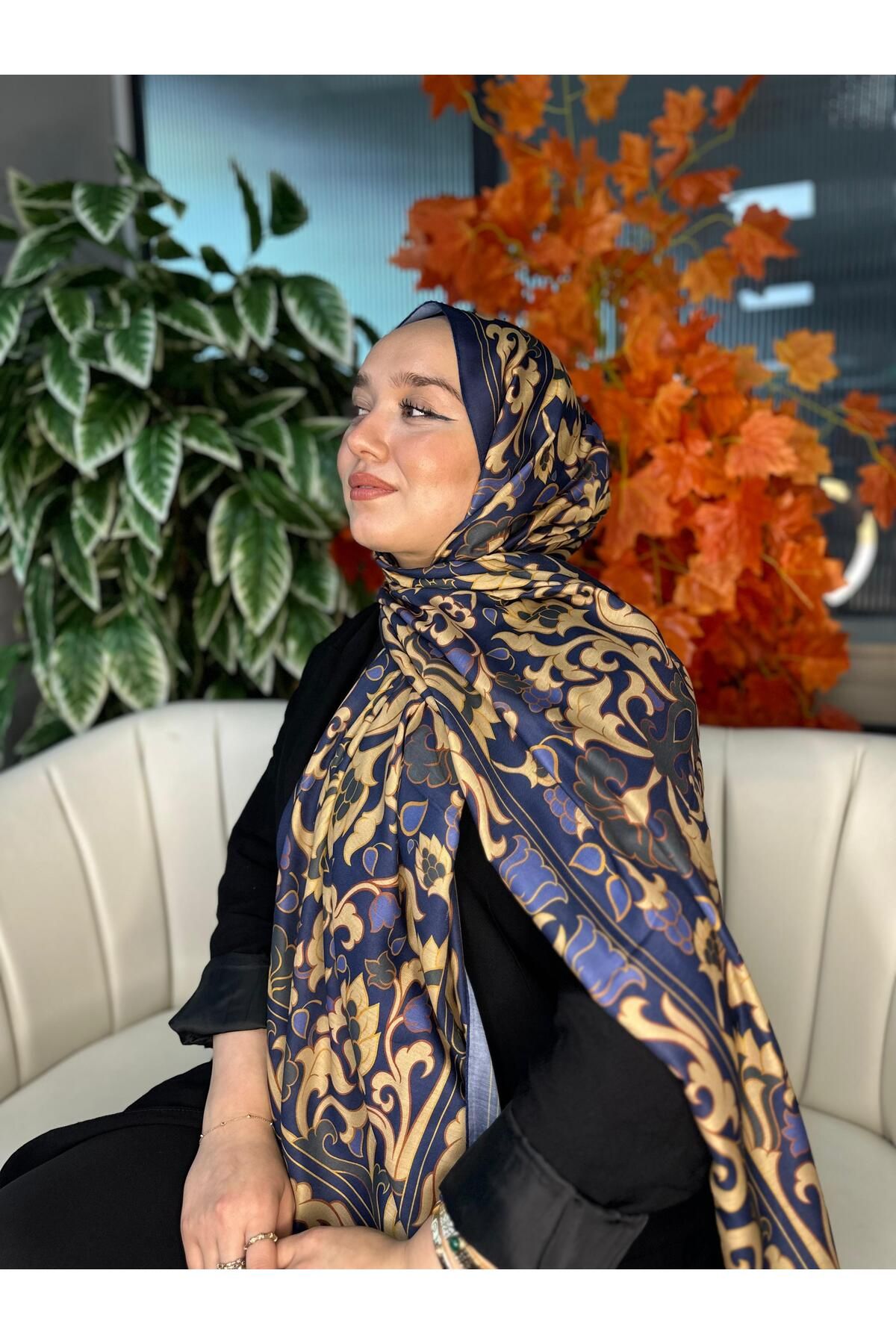 Oxygen Scarfs Lilyum Desen Pamuk İpek Şal-10008