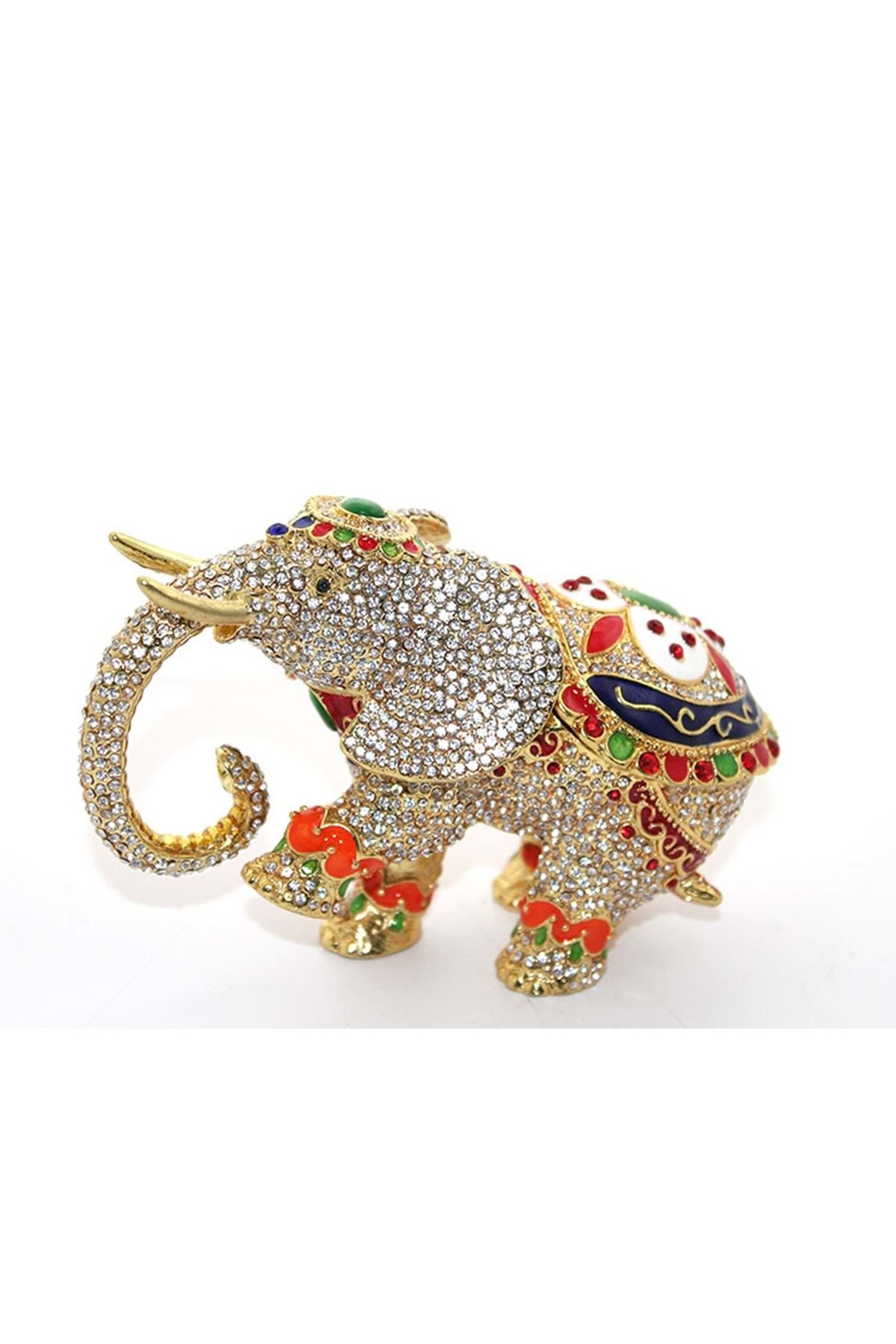 Store Sıvaroskı Taşlı Tekli Fil Figürü 14*8 Cm