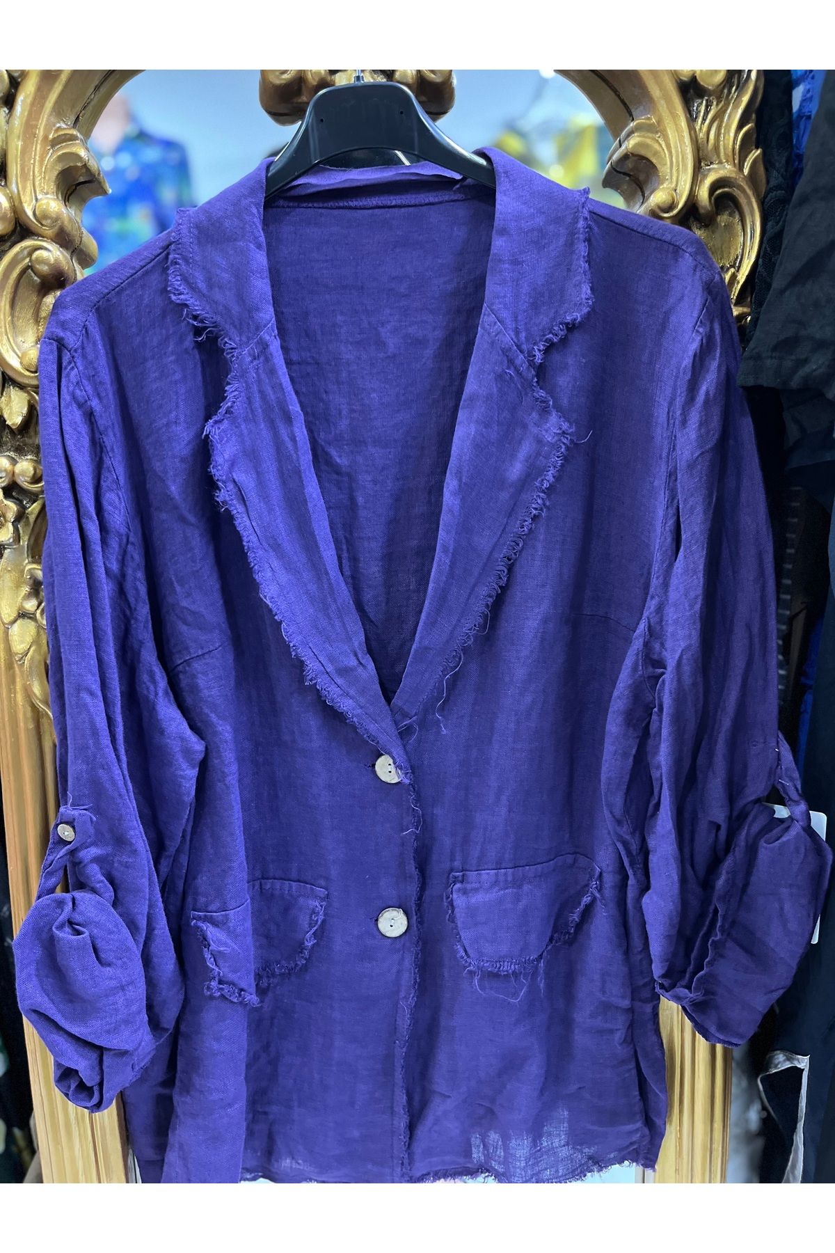 Butik Ayseba Park Moda Püsküllü İtalyan Keten Ceket