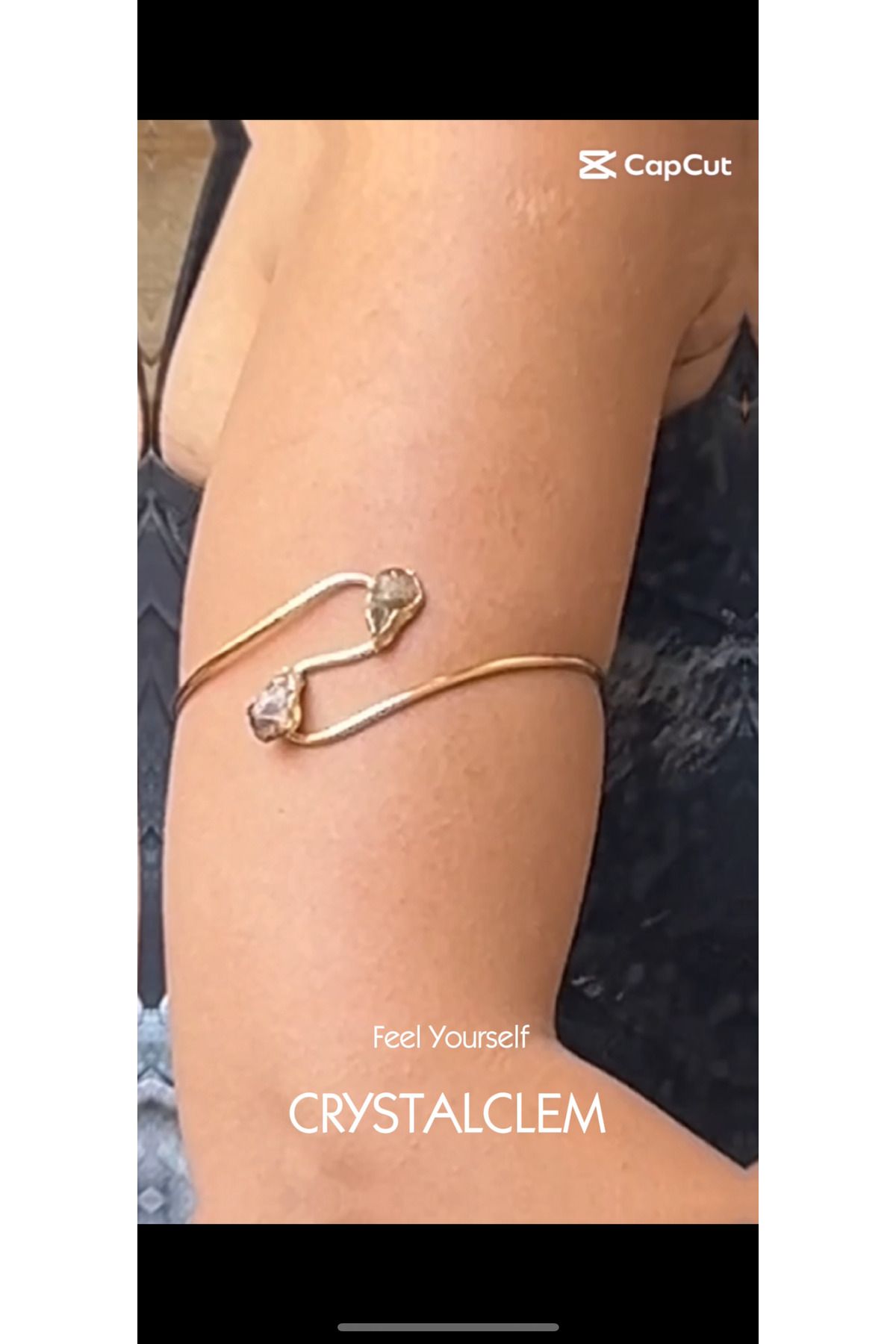 Crystalclem Pazı Bilekliği Özel Tasarım Sitrin Doğal Taş İçi Bakır Dışı Gold Kaplama