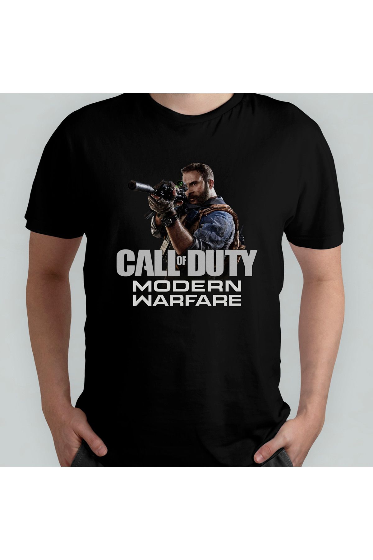 Pixxa Call of Duty Modern Warfare Unisex %100 Pamuklu Bisiklet Yaka T-Shirt Model 2