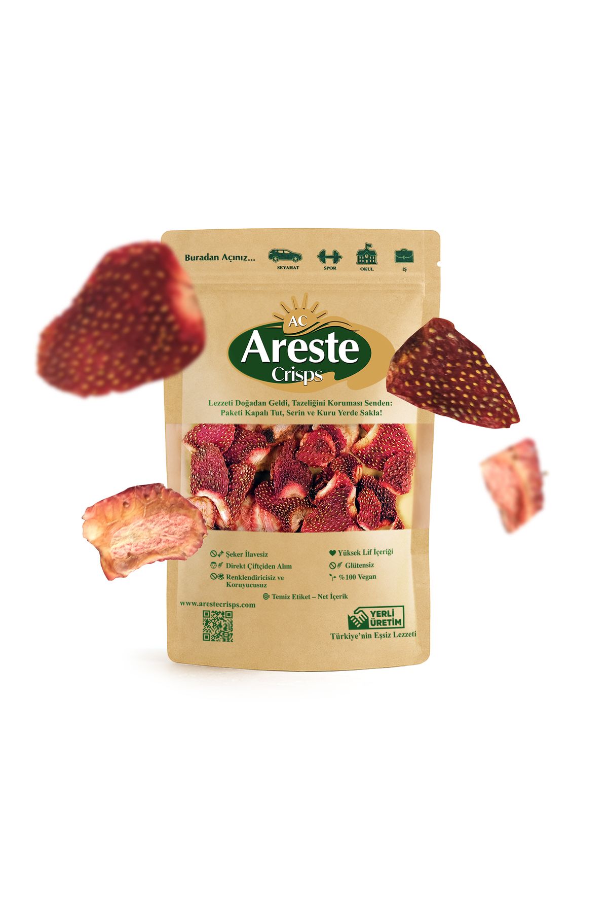 ARESTE CRİSPS Areste Crisps Çilek Kurusu 250 gr