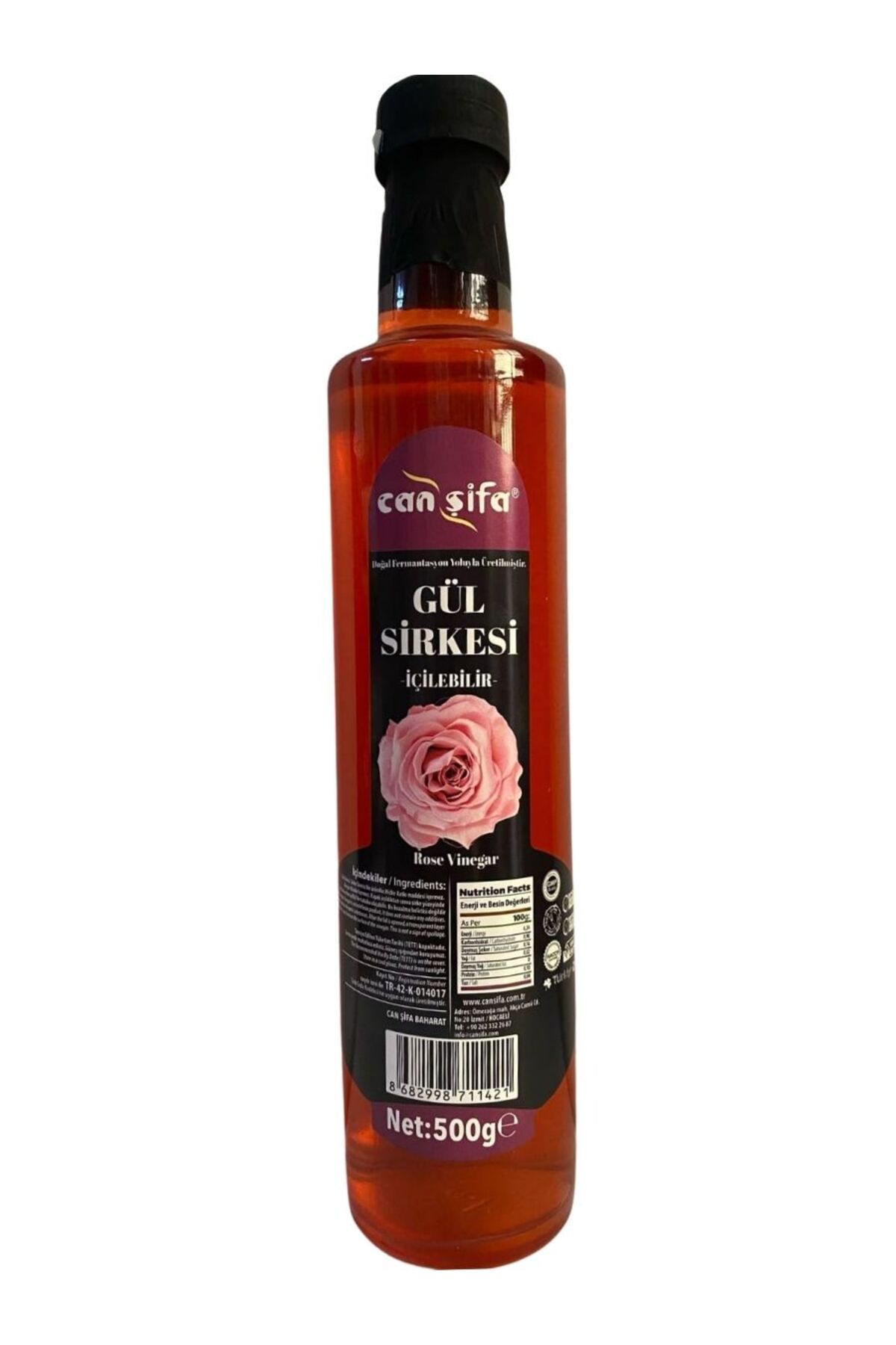 Can Şifa Canşifa İçilebilir Doğal Fermantasyon Gül Sirkesi 500 ML