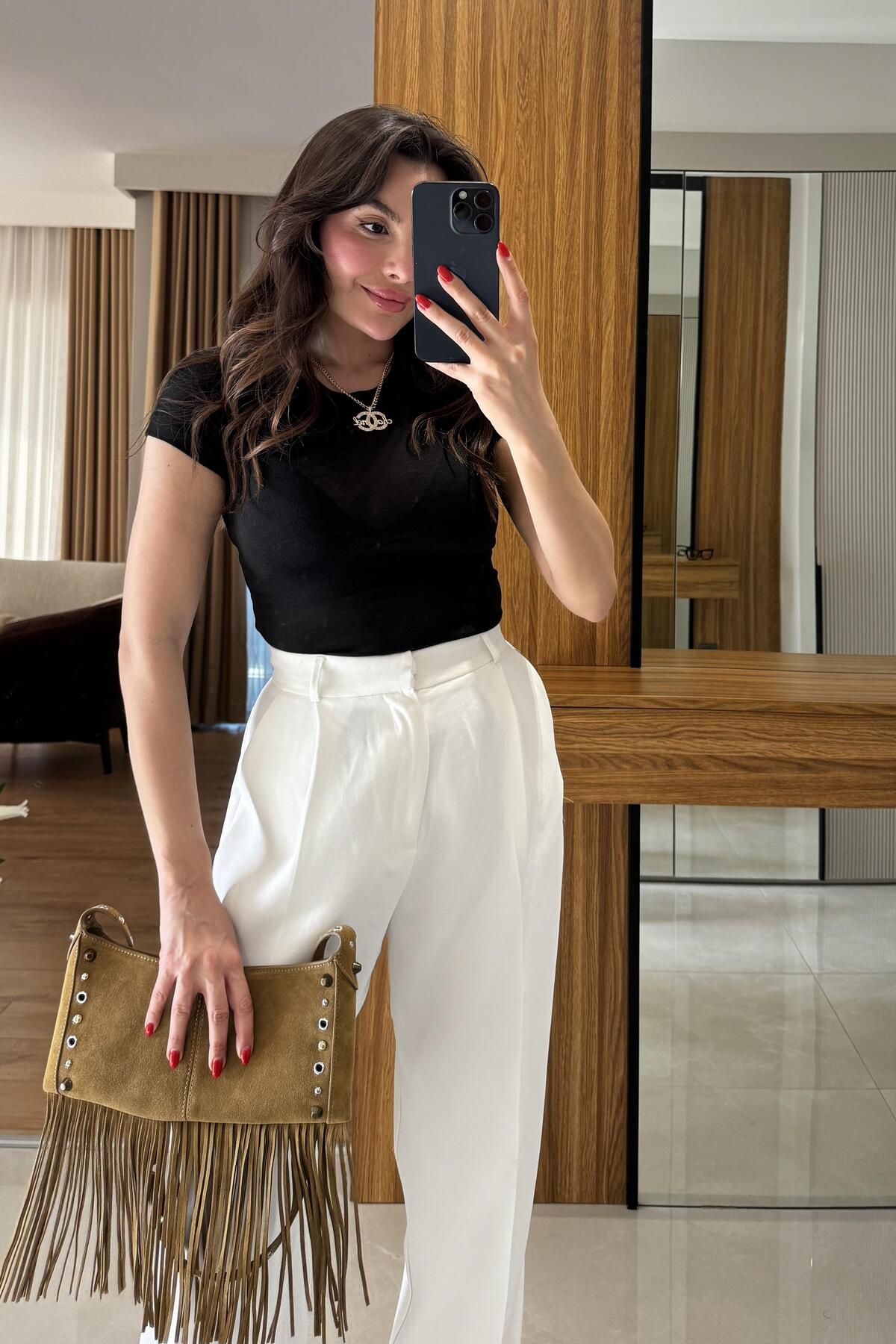 Gizem Ecemiş Terry Siyah Transparan Slim Body