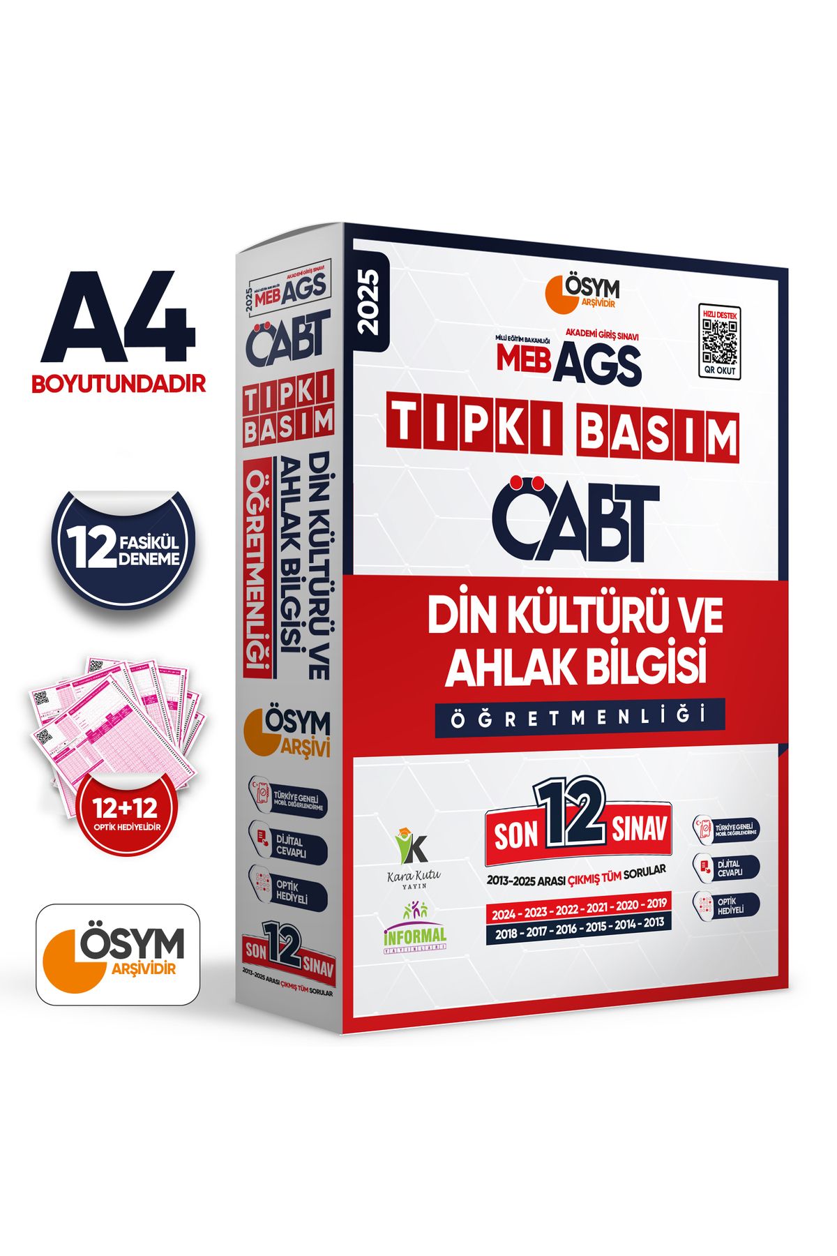 Karakutu Yayınları 2025 MEB-AGS ÖABT Din Kültürü ve Ahlak Bilgisi Öğretmenliği DKAB ÖSYM Tıpkı Basım 12lİ Deneme Paketi