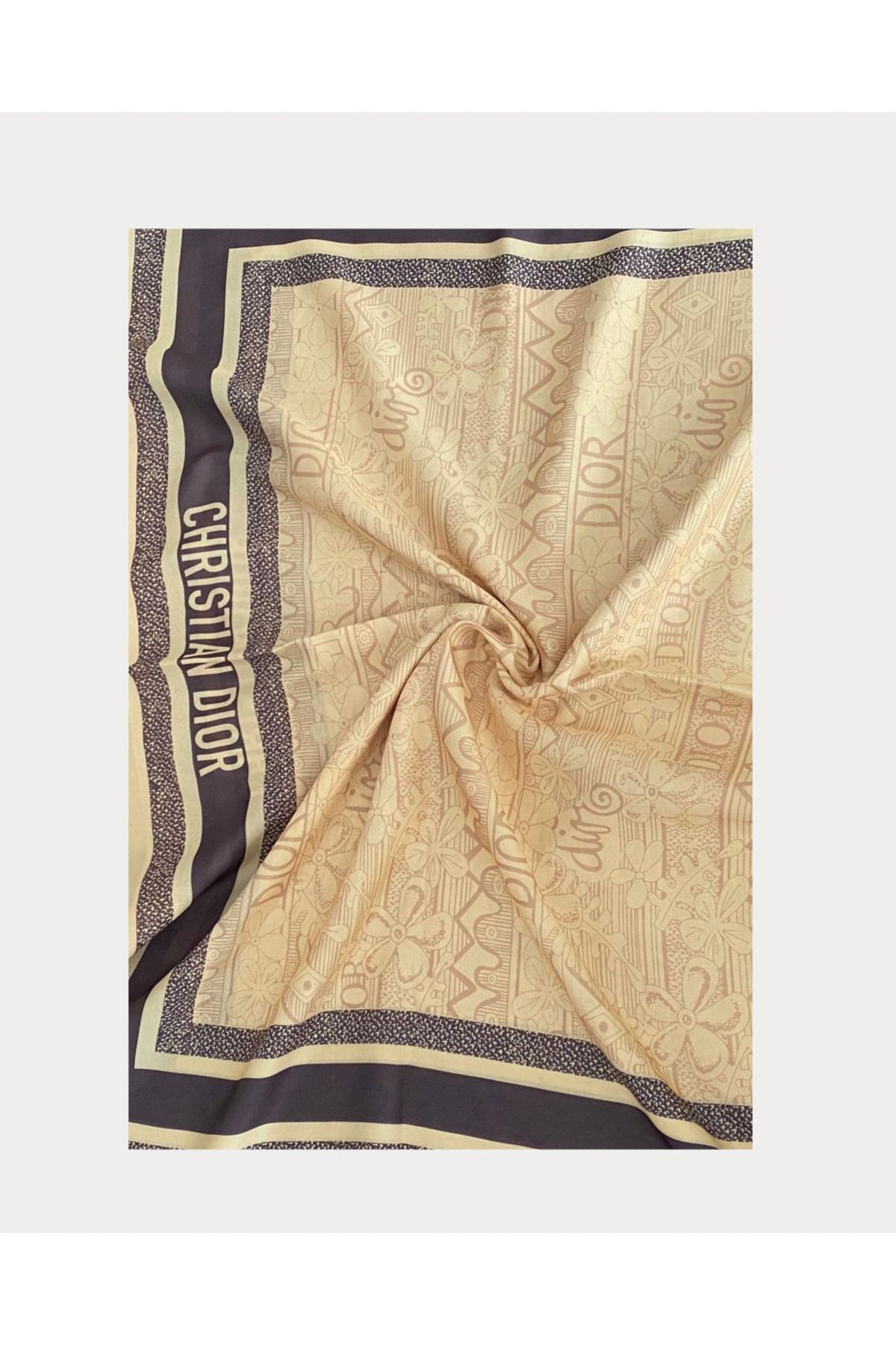 Organic Scarfs İthal Desen Monogram Pamuk Soft Şal