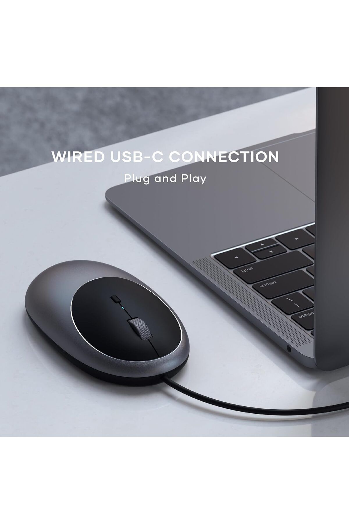 Satechi-Aluminum C1 USB-C Wired Mouse – Optical Computer Mouse – For M2/M1 MacBook Pro/Air, M2/M 5