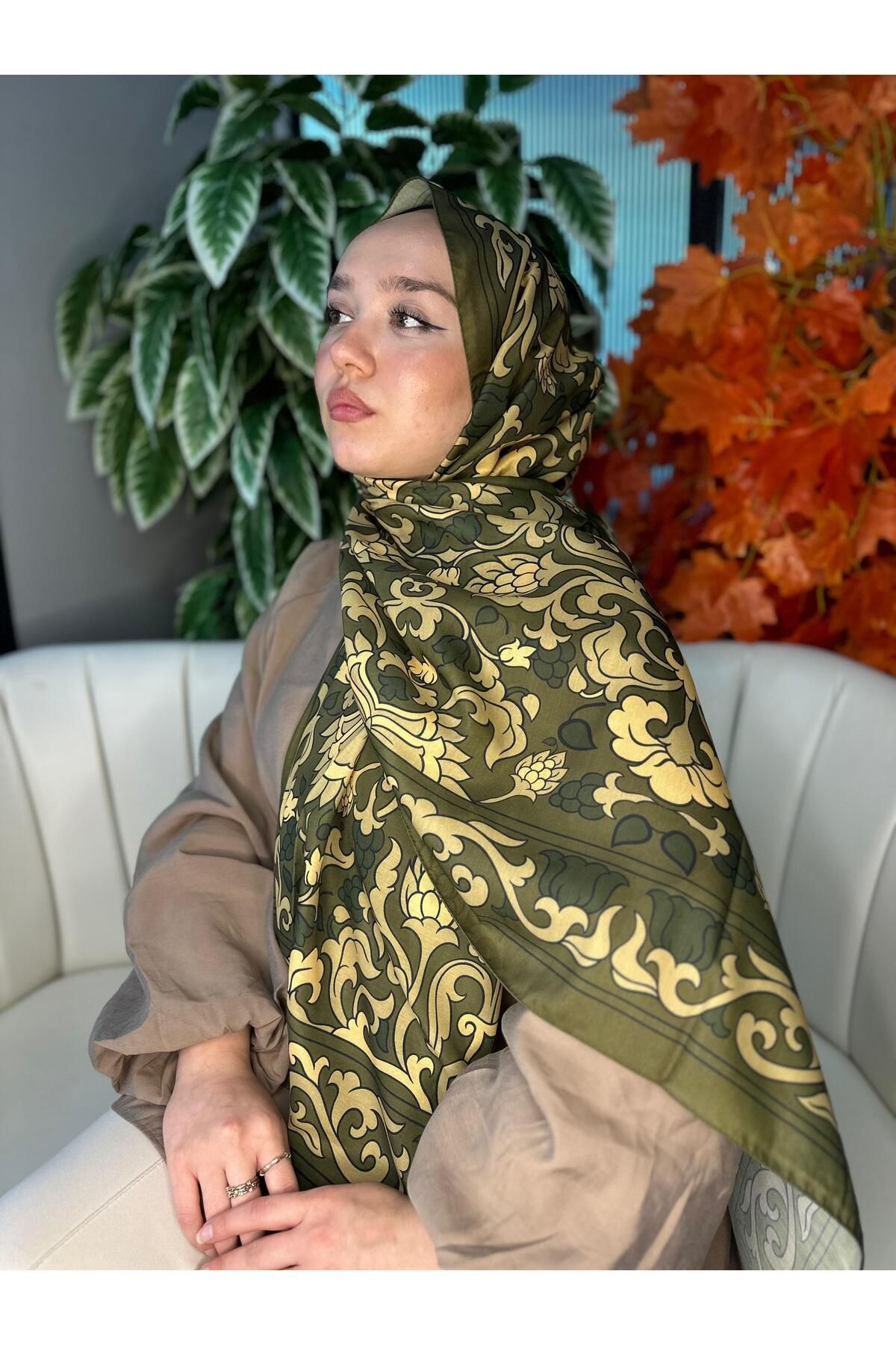 Oxygen Scarfs Lilyum Desen Pamuk İpek Şal-10008