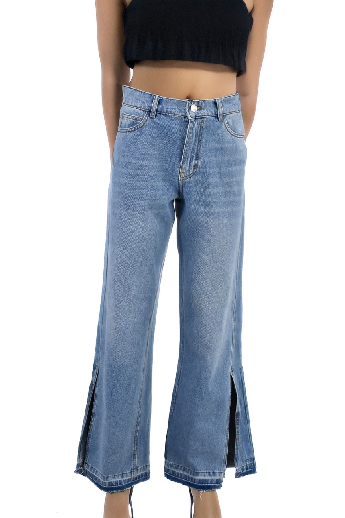 Primary Paçası Yırtmaçlı Yüksek Bel Denim Pantolon R116