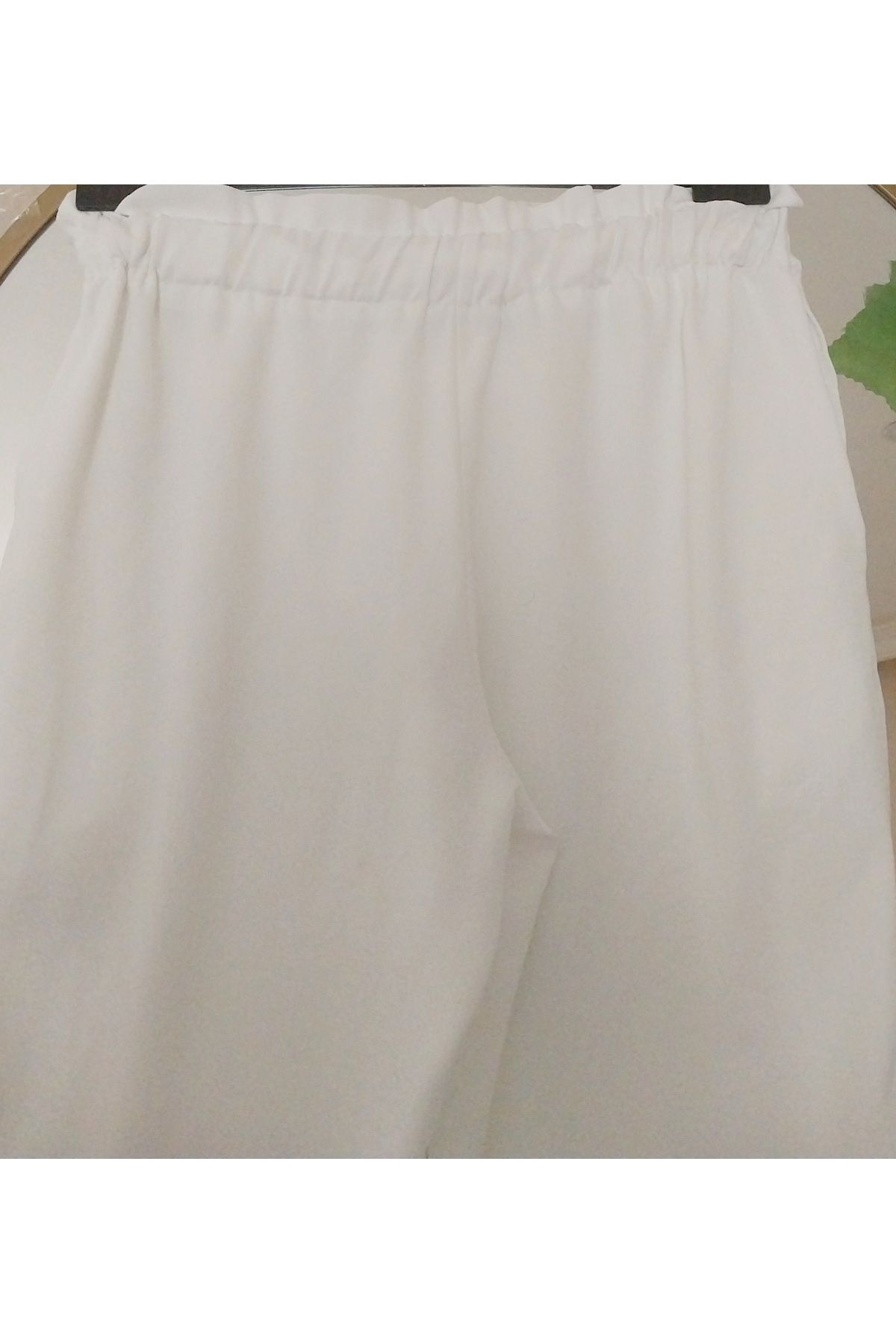Dagü Design-Women's Elasticated Waistband Ecru Summer Crepe Pants 3