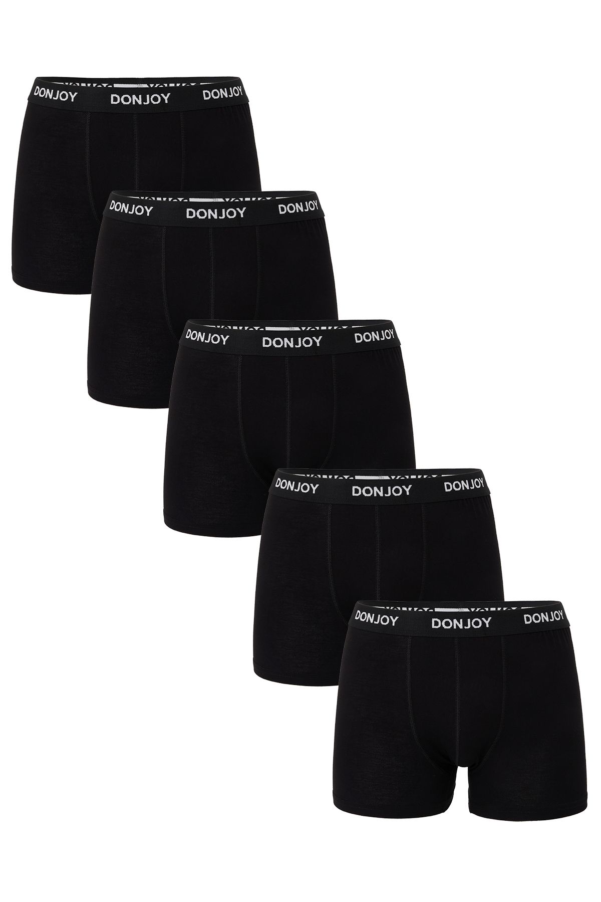 don joy Erkek 5'li Bambu Beli Lastikli Siyah Boxer