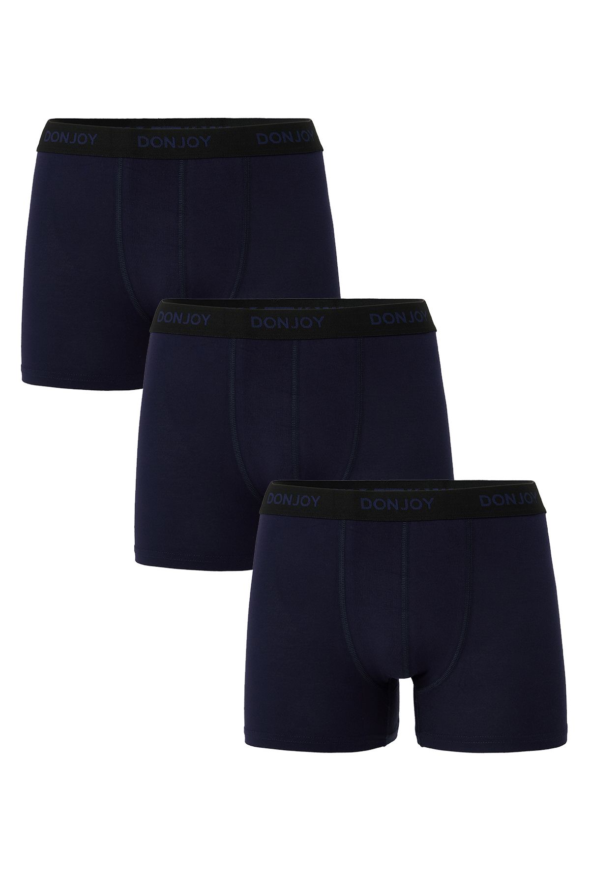 don joy Erkek 3'lü Bambu Beli Lastikli Lacivert Boxer