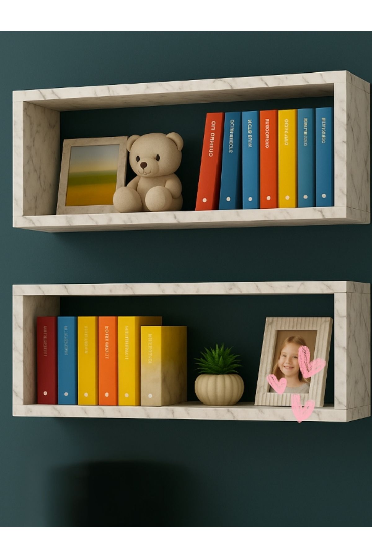 shop Artisan 2'li duvar kitaplık mermer desen