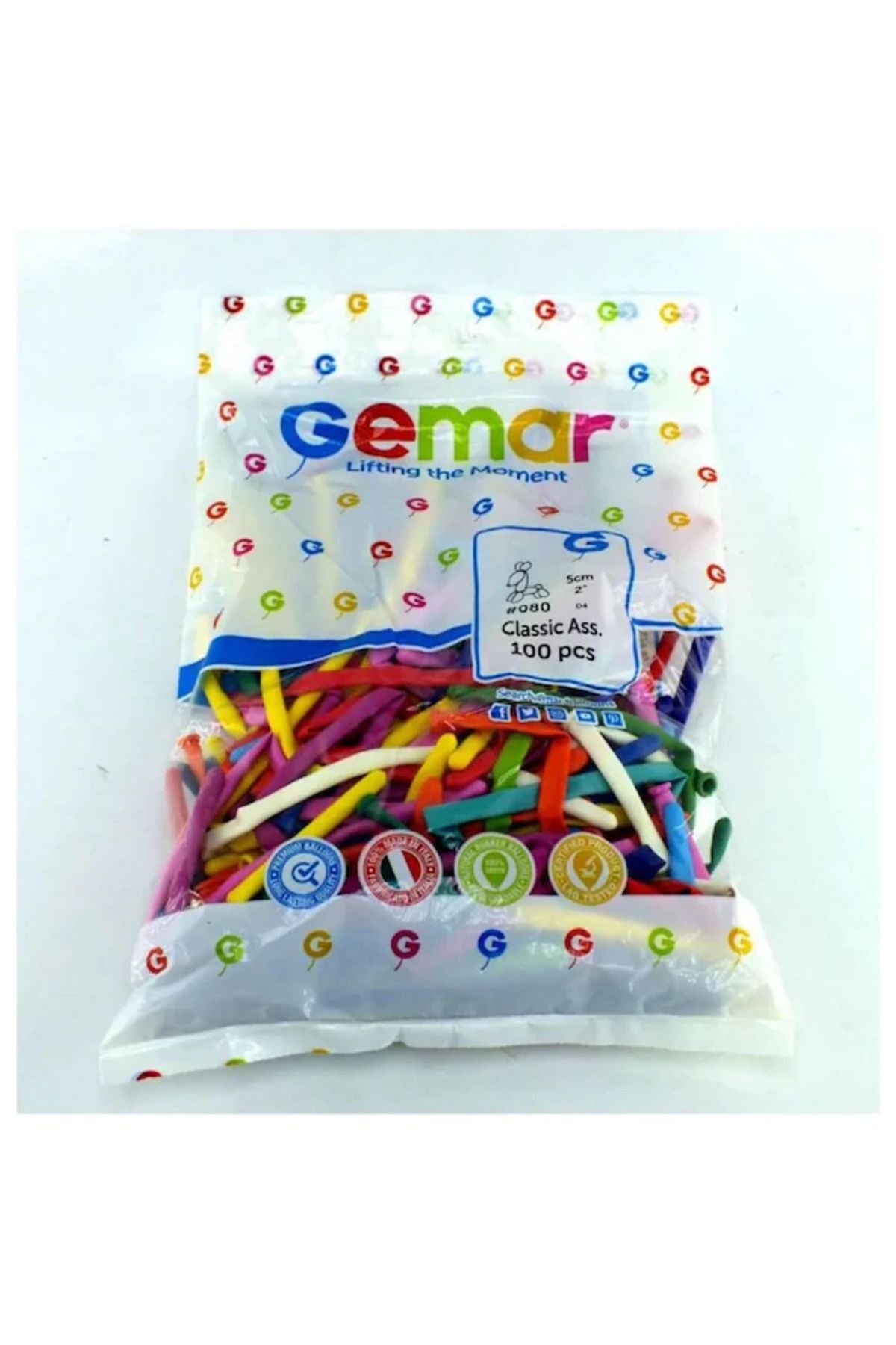 ÜMİT GAMES Gemar Standart 19cmx7 Karışık Renkli Balon 1 Paket=100adet 9A BALON