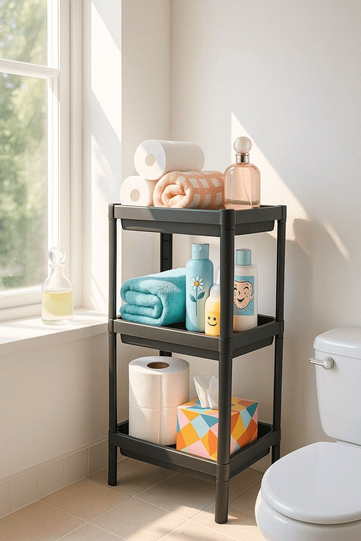 Sas Haus Flex Elite Pro 3 Katlı Mat Siyah Modüler Raf Ünitesi – Mutfak Rafı, Banyo Düzenleyici ve Organizer