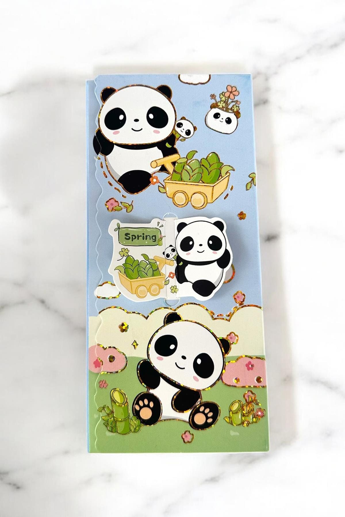 TAKIŞTIR Mavi Renk Panda Figürlü Yapışkanlı Not Kağıdı