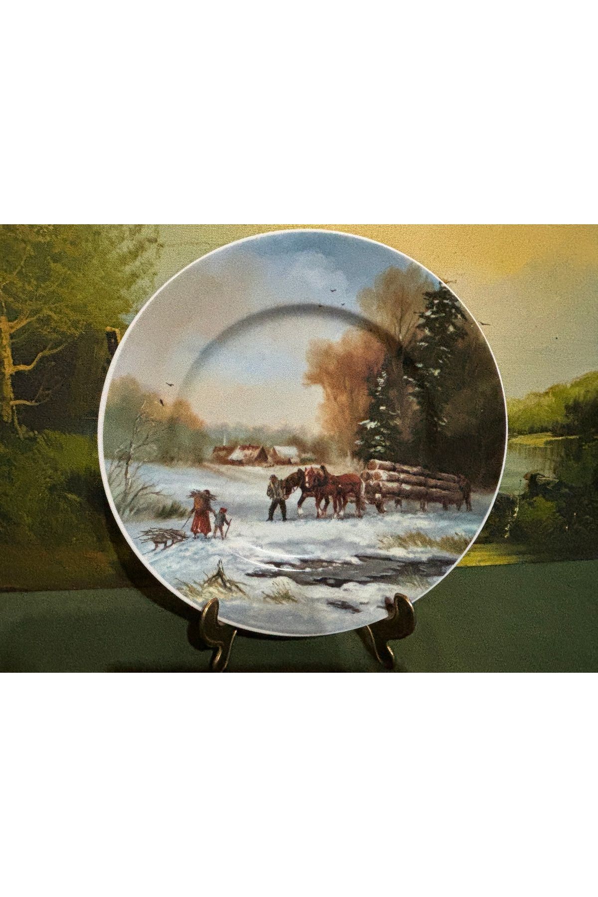 tayfuntufan antika koleksiyon limoges france 25 cm çapında porselen dekor tabağı -870651