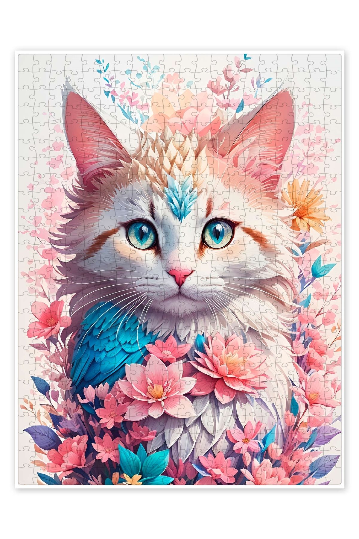 Jeronkarji Çiçekler ve Yavru Kediler I 500 Parça Puzzle Yapboz Kedi Köpek Temalı Doğa ve Orman Hayvanları
