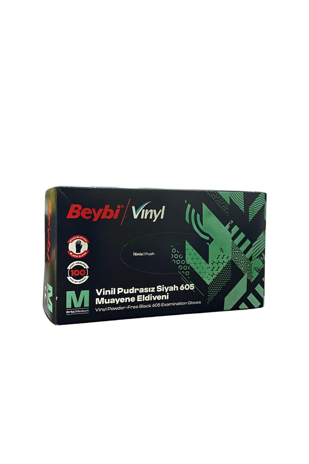 Beybi Vinil Pudrasız Siyah Muayene Eldiveni M