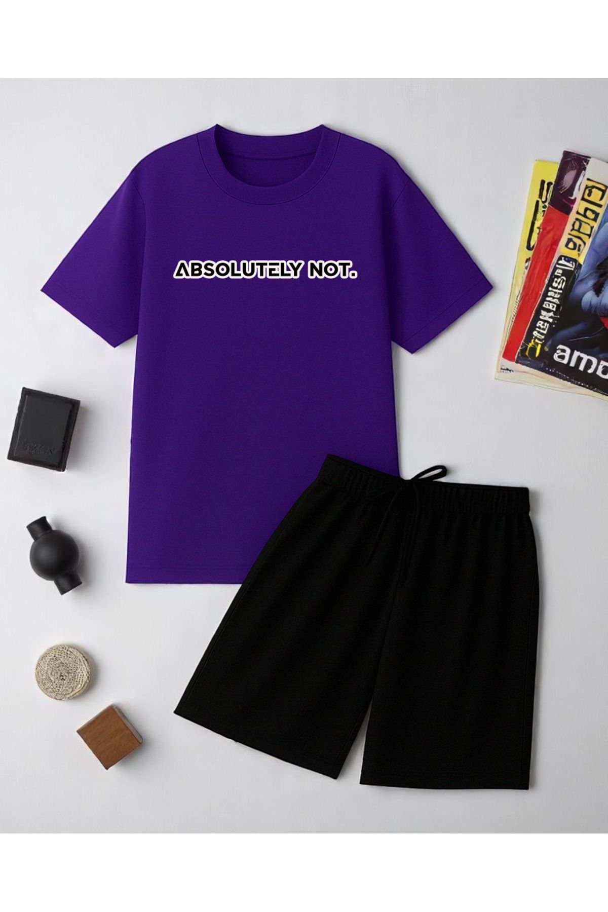 uyguntarz Unisex Kesinlikle Hayır. Tasarım Basklı Tshirt Şort Takımı