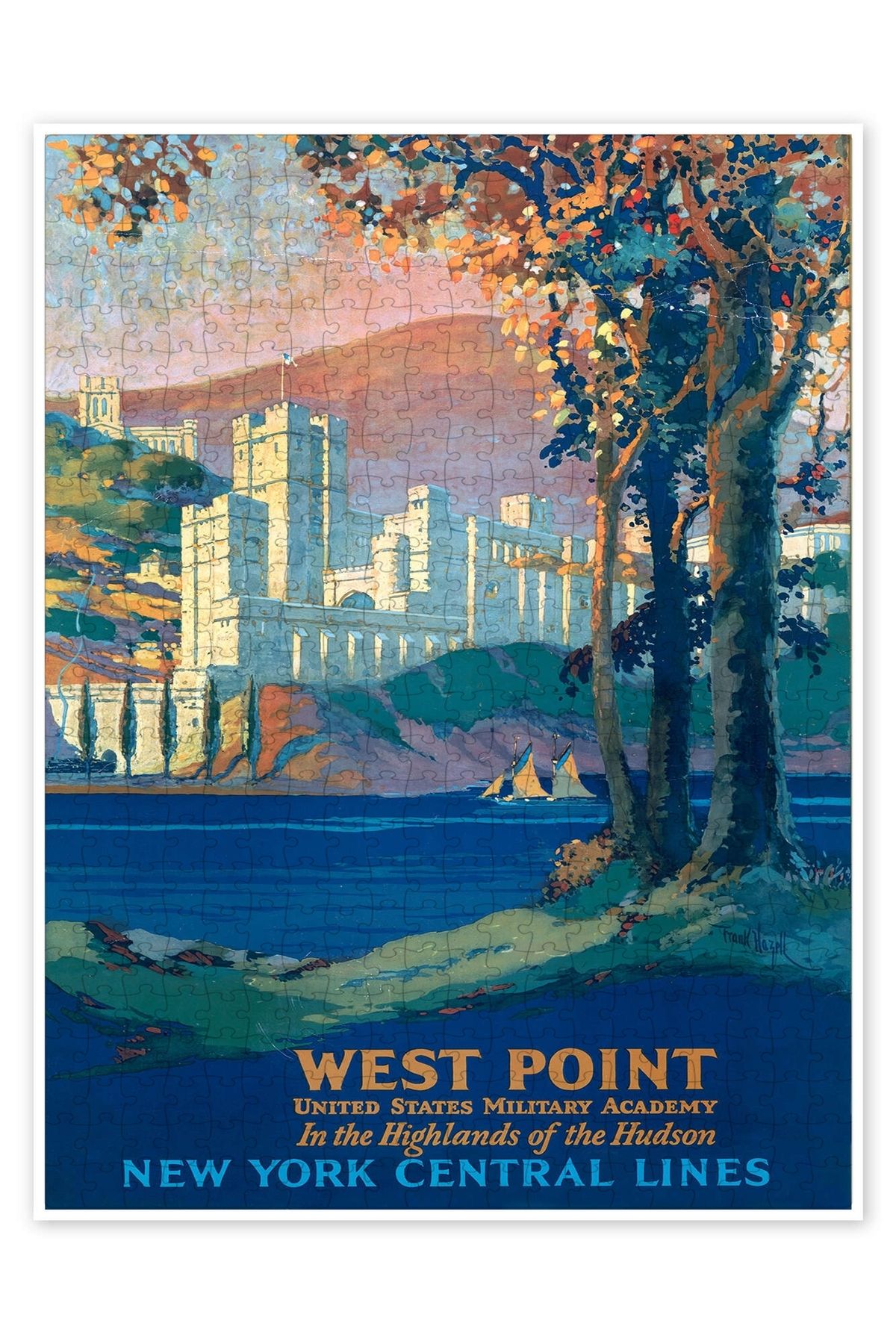Jeronkarji West Point, New York Central Lines 500 Parça Puzzle Yapboz Şehir Manzara Temalı Hobilik