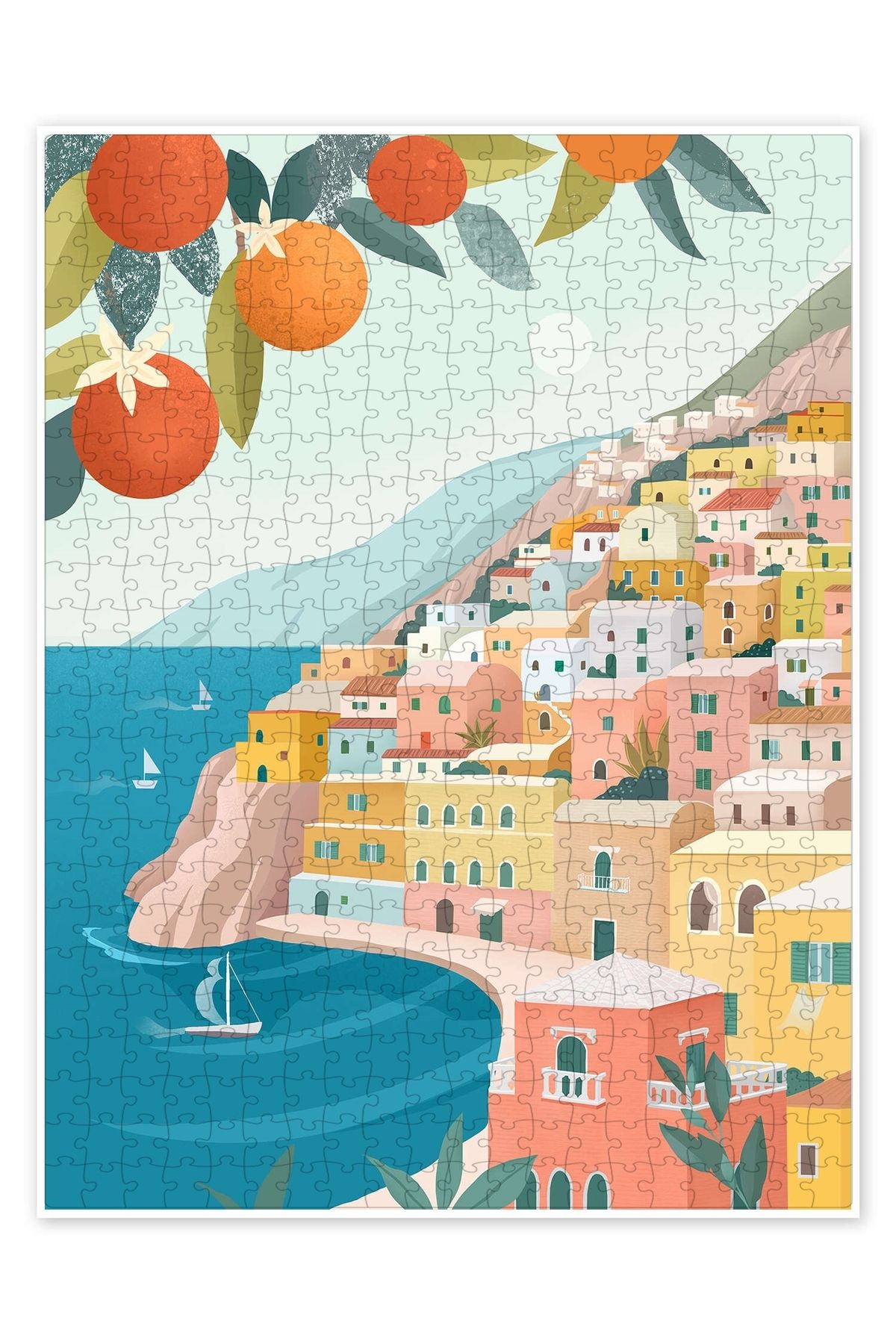 Jeronkarji Positano Sahili İtalya 500 Parça Puzzle Yapboz Şehir Manzara Temalı Hobilik