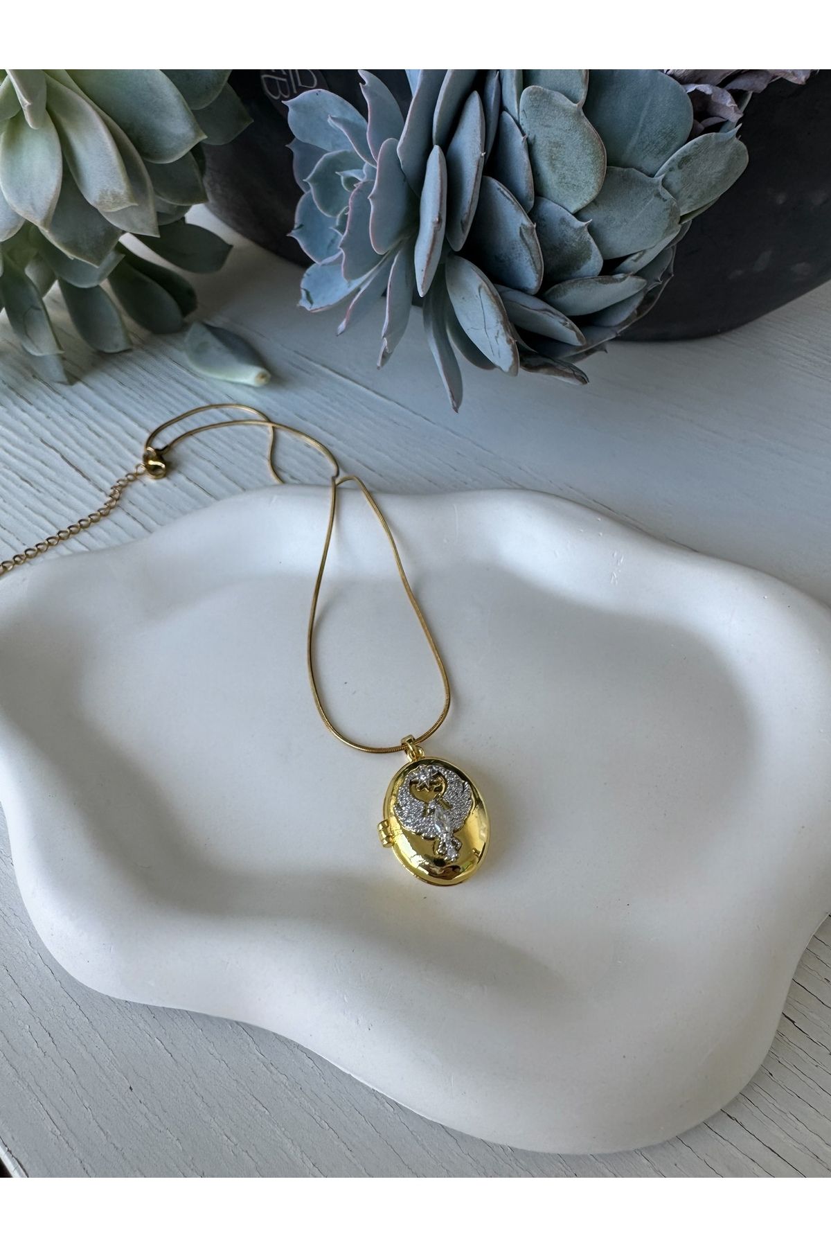 Gilia Jewelry Açılabilir Madalyon Anka Kolye Alya Kolye