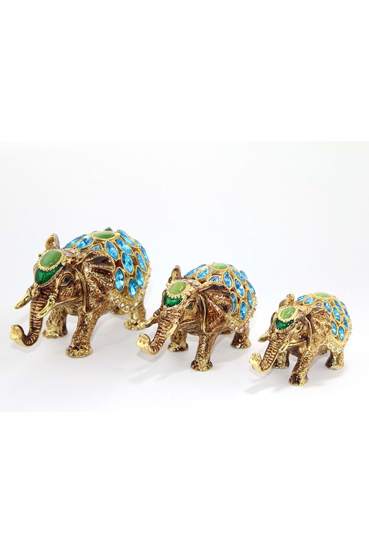 Store Sıvaroskı Taşlı 3'Lü Fil Figürü 9*8*7 Cm