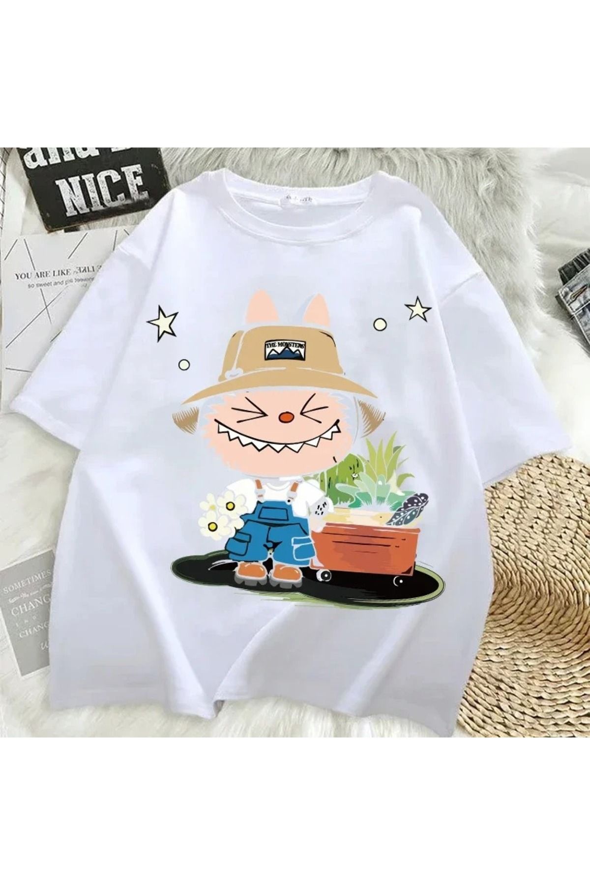 JANSO GROUP -KADIN LABOBO02 2025 BASKILI TSHIRT OVERSİZE PAMUKLU