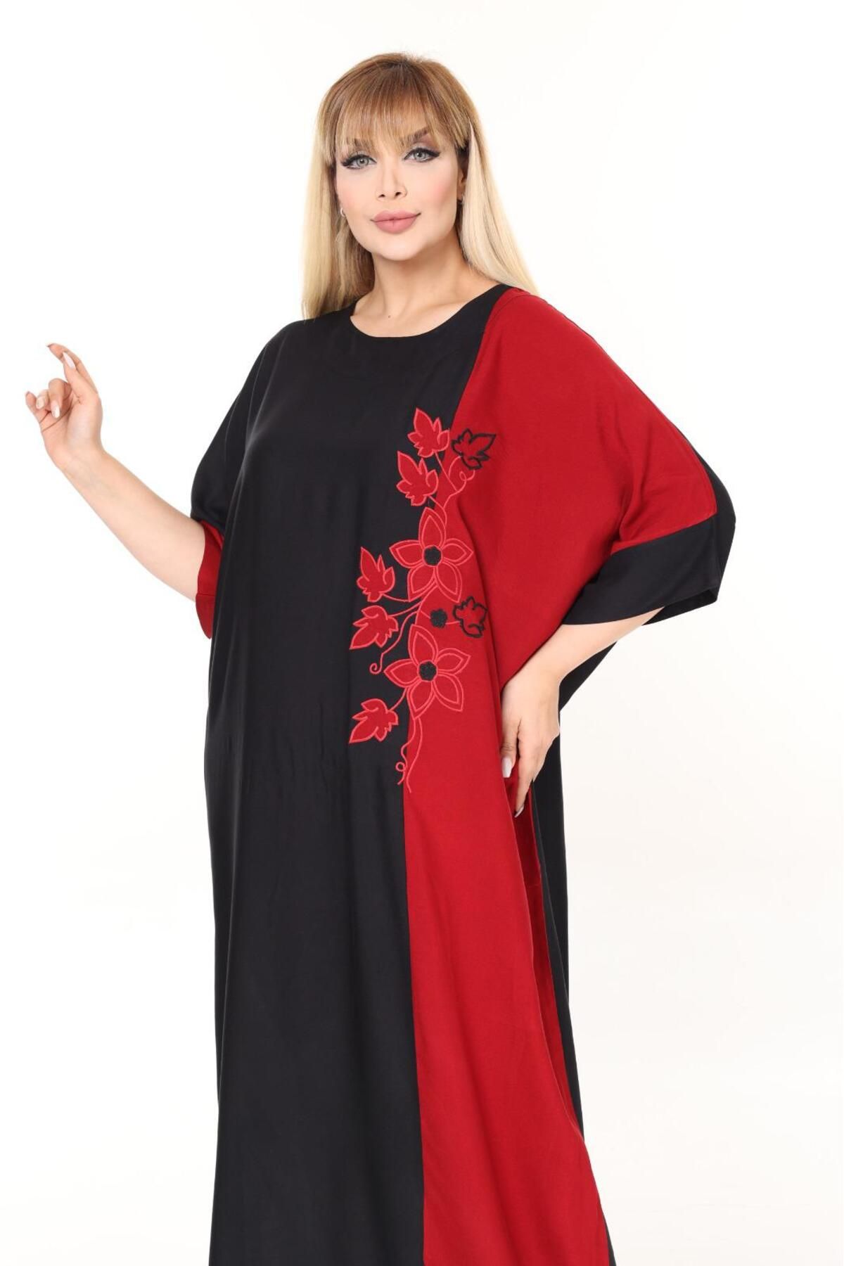 mervemoda-Καλοκαιρινό υφαντό φόρεμα μεγάλου μεγέθους 4
