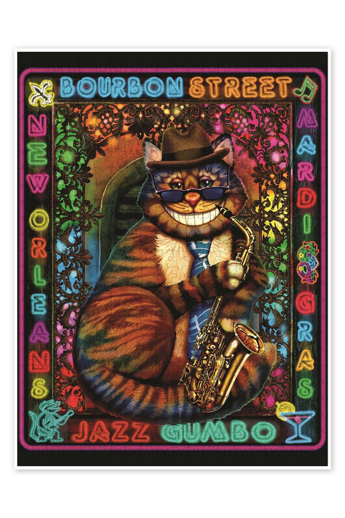 Jeronkarji Jazz Cat 500 Parça Puzzle Yapboz Kedi Köpek Temalı Doğa ve Orman Hayvanları