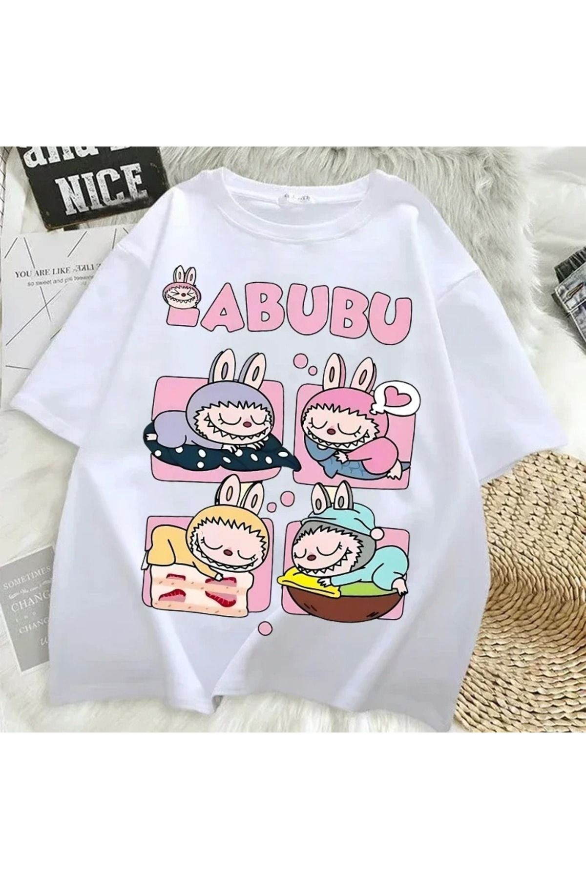 JANSO GROUP -KADIN LABOBO03 2025 BASKILI TSHIRT OVERSİZE PAMUKLU