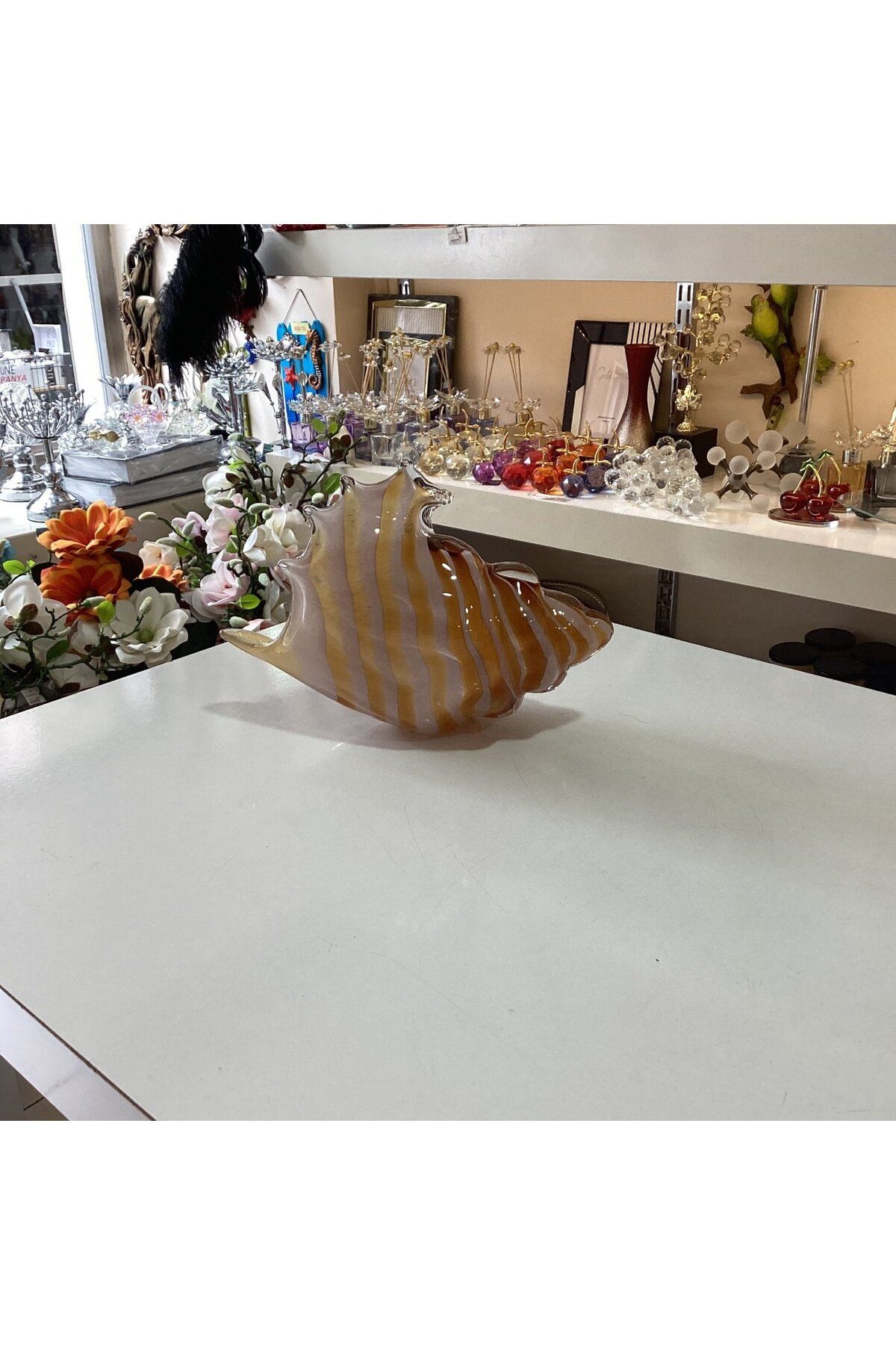 Gold home design Dekoratif Cam Renkli Deniz Kabuğu 14 cm
