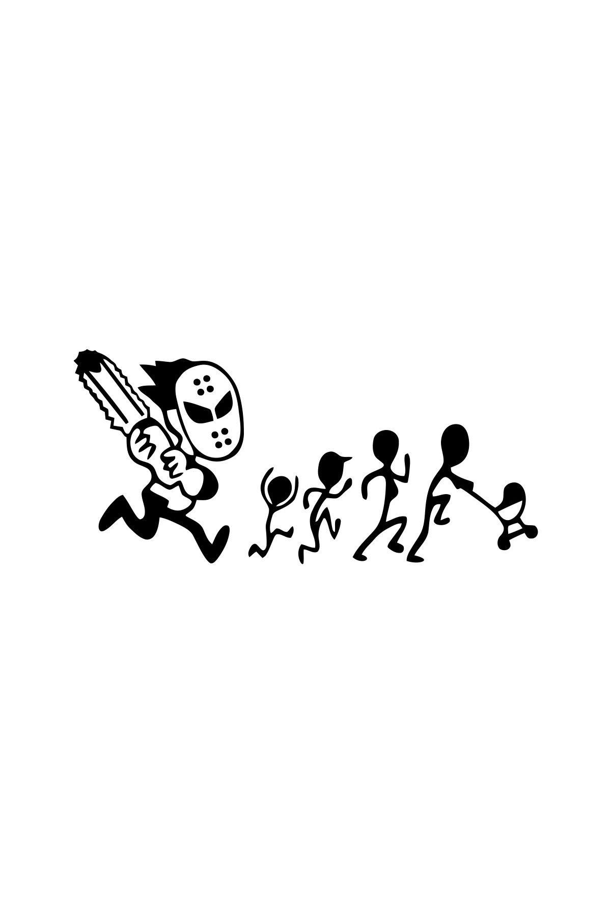 Reysa Tasarım Jason Voorhees Koşan Aile Komik Sticker 17x17 Cm Siyah