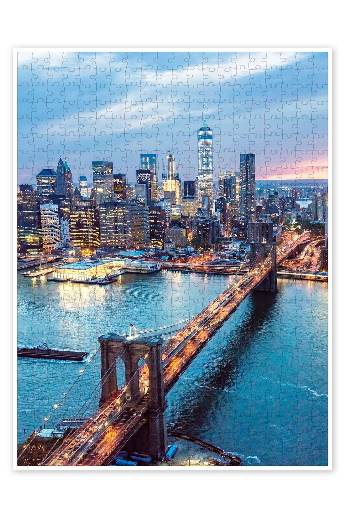 Jeronkarji Brooklyn Köprüsü ve Aşağı Manhattan 500 Parça Puzzle Yapboz Şehir Manzara Temalı Hobilik