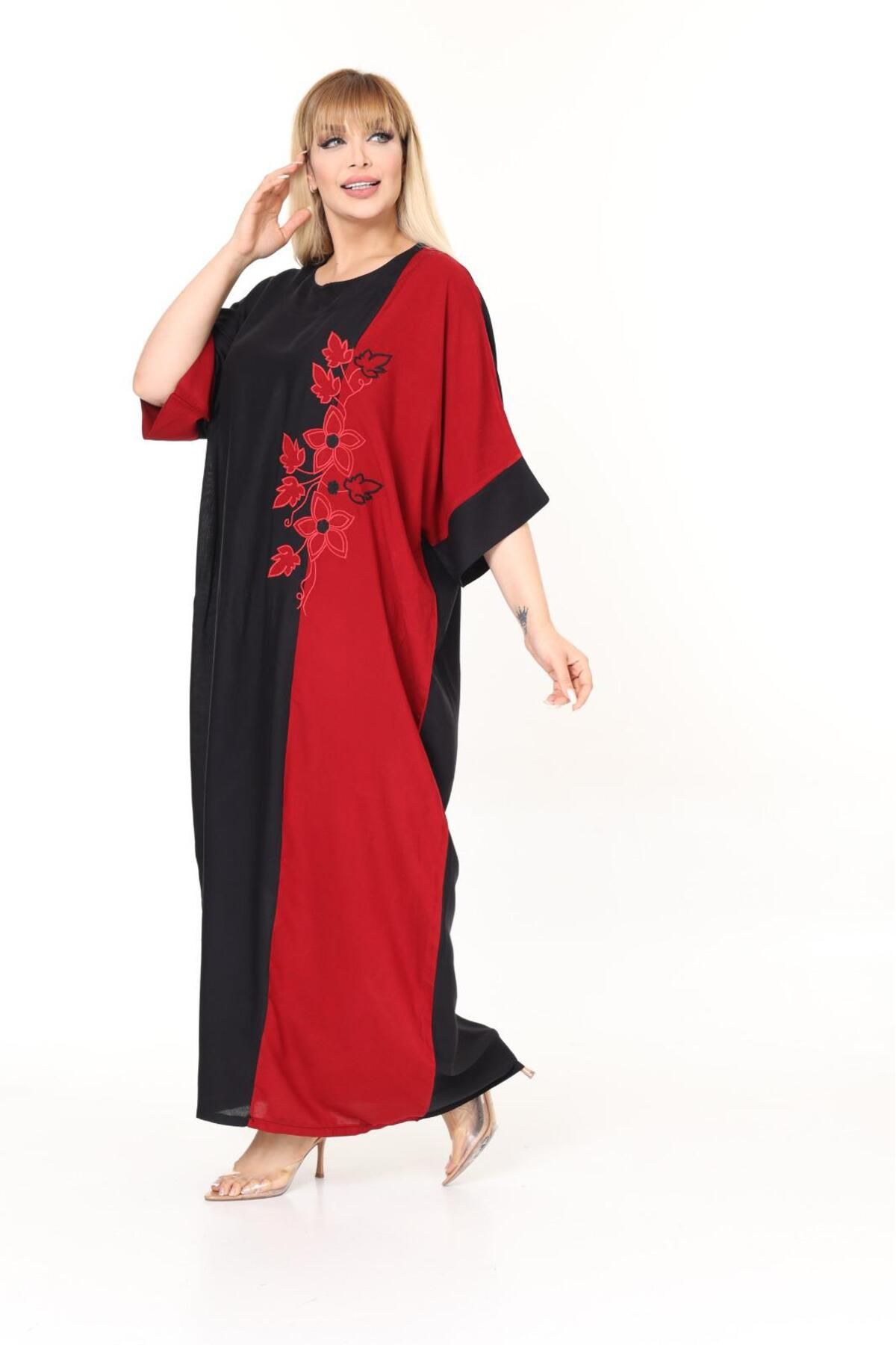 mervemoda-Καλοκαιρινό υφαντό φόρεμα μεγάλου μεγέθους 3