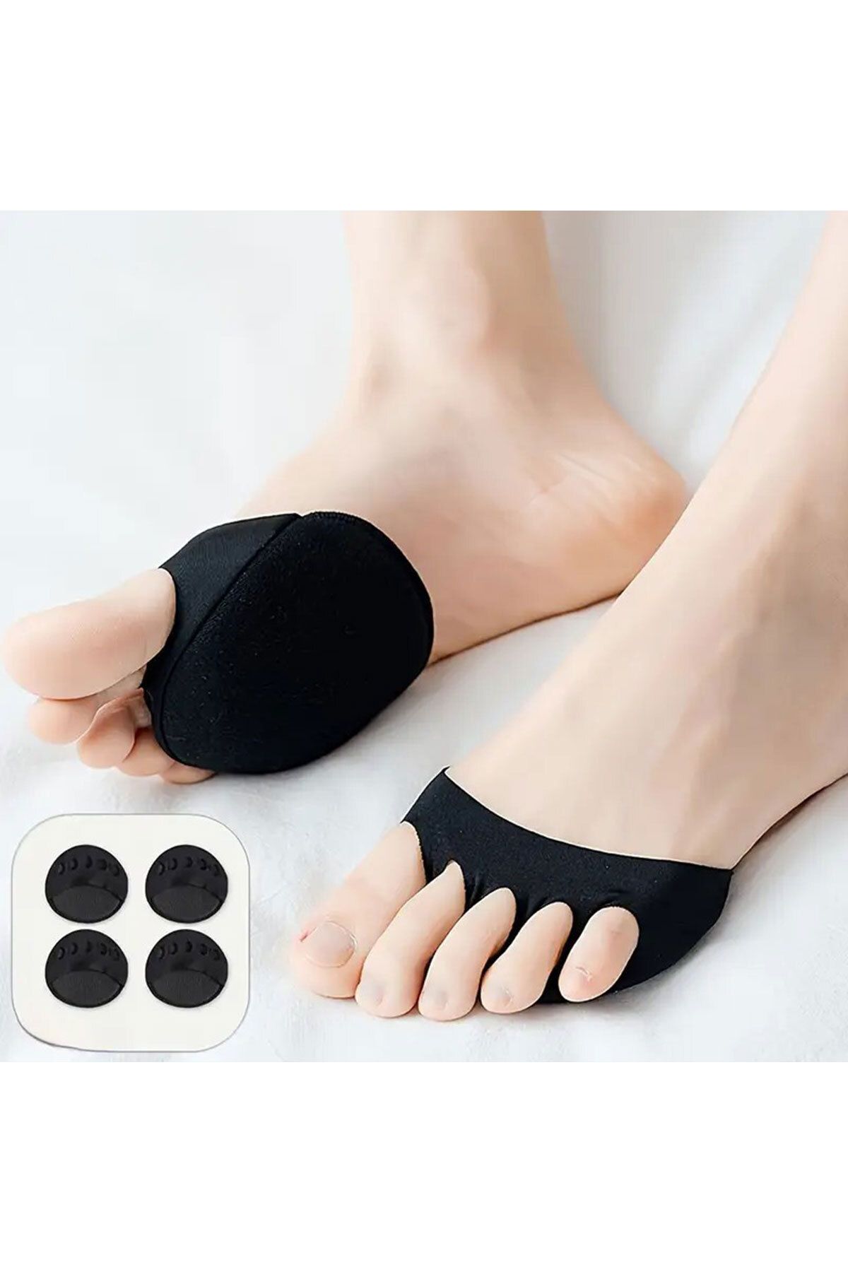 isometric 1 Çift 2 Adet 9 CM Ağrı Önleyici Pamuklu Kumaş Ayak Parmak Altı Destek Pedi Siyah