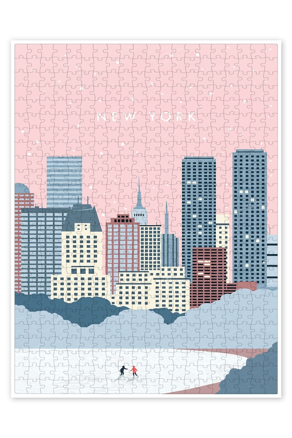 Jeronkarji Kışın New York 500 Parça Puzzle Yapboz Şehir Manzara Temalı Hobilik
