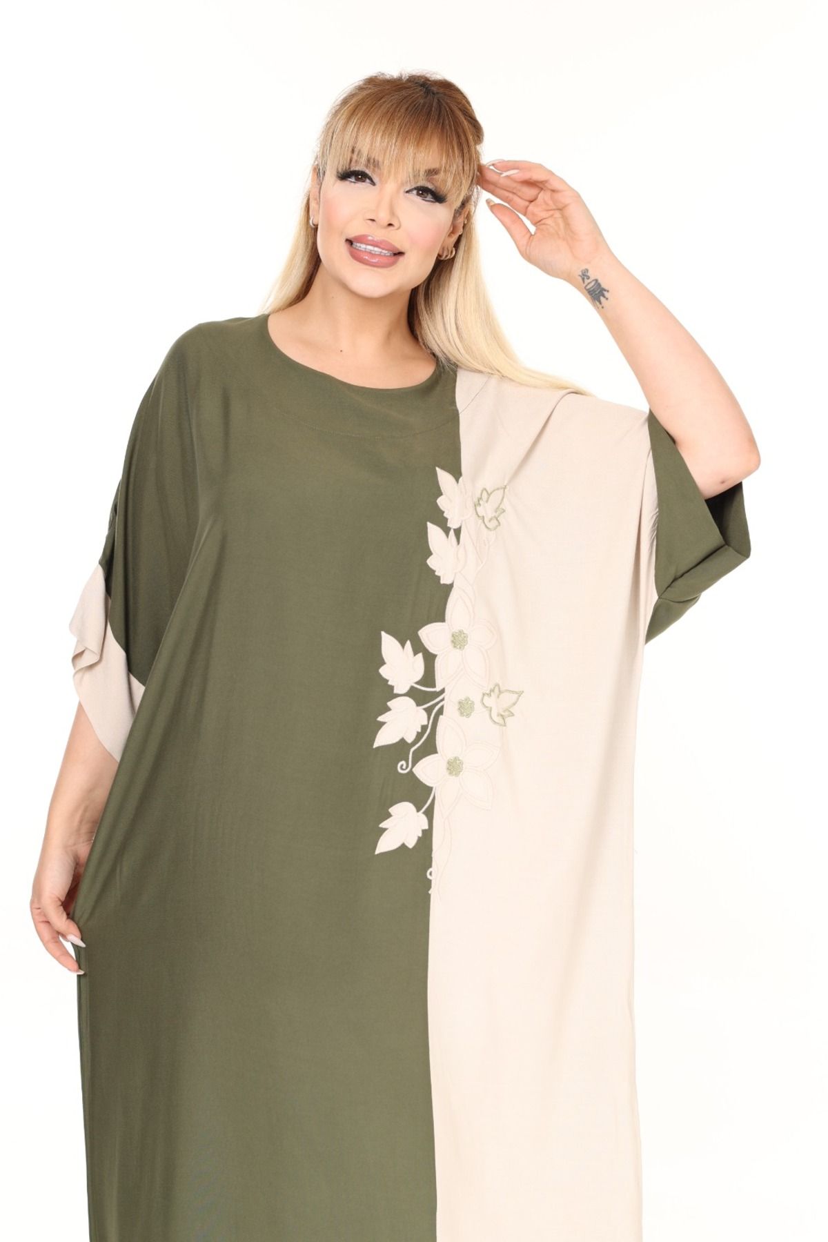 mervemoda Yazlık Büyük Beden Dokuma Elbise