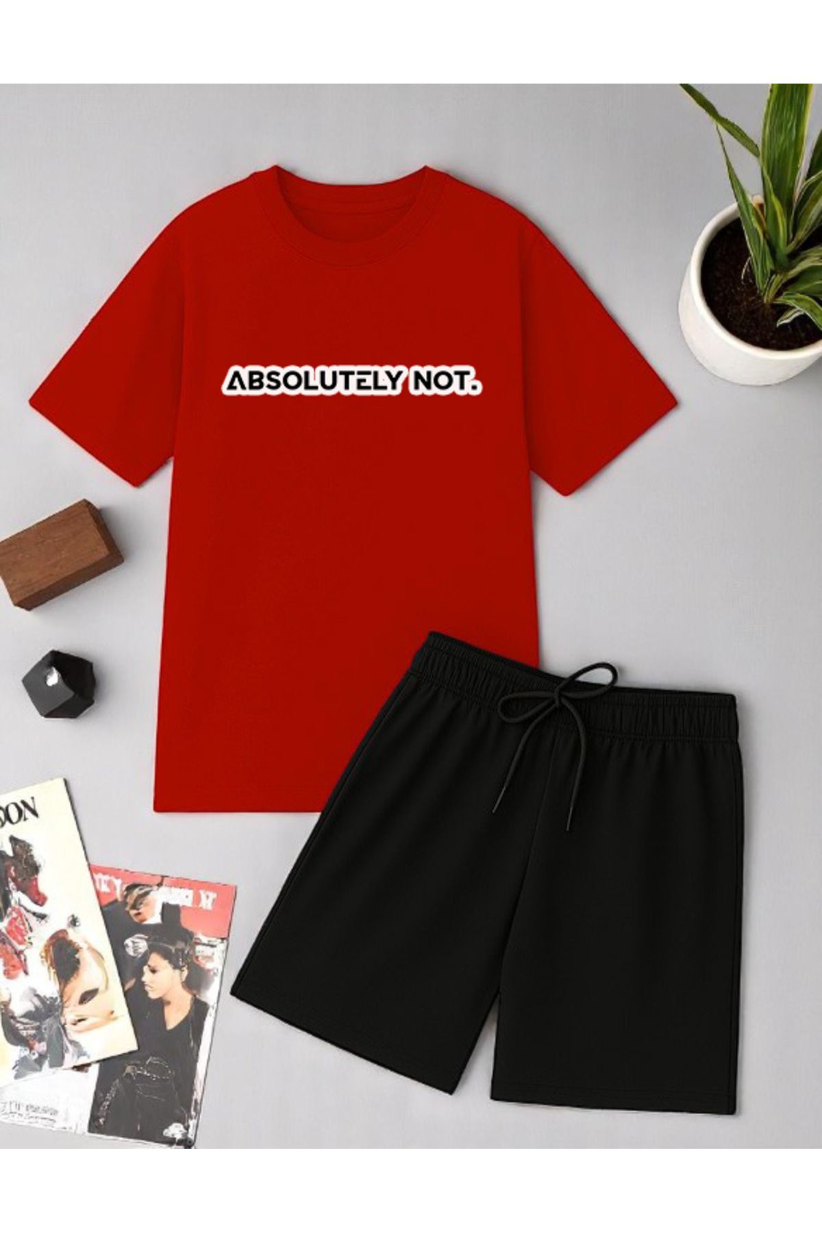 uyguntarz Unisex Kesinlikle Hayır. Tasarım Basklı Tshirt Şort Takımı