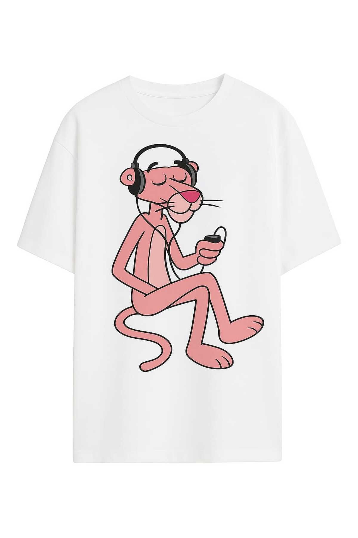 MAGORS KGraffTee Unisex %100 Organik Pamuk Relaxed Fit Yuvarlak Yakalı Karakter Baskılı Beyaz T-shirt