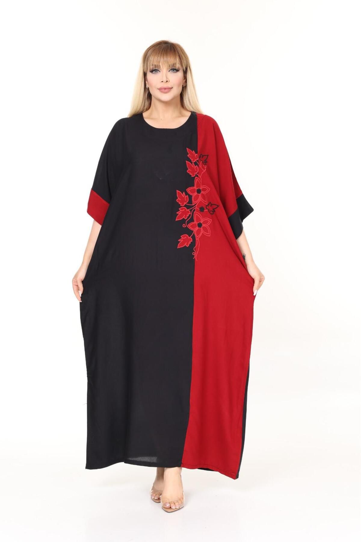 mervemoda-Καλοκαιρινό υφαντό φόρεμα μεγάλου μεγέθους 5