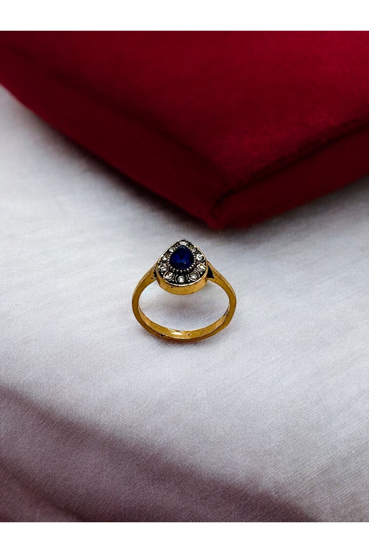 FUYA JEWELLERY Renkli Taşlı Kristal Küçük Damla Yüzük