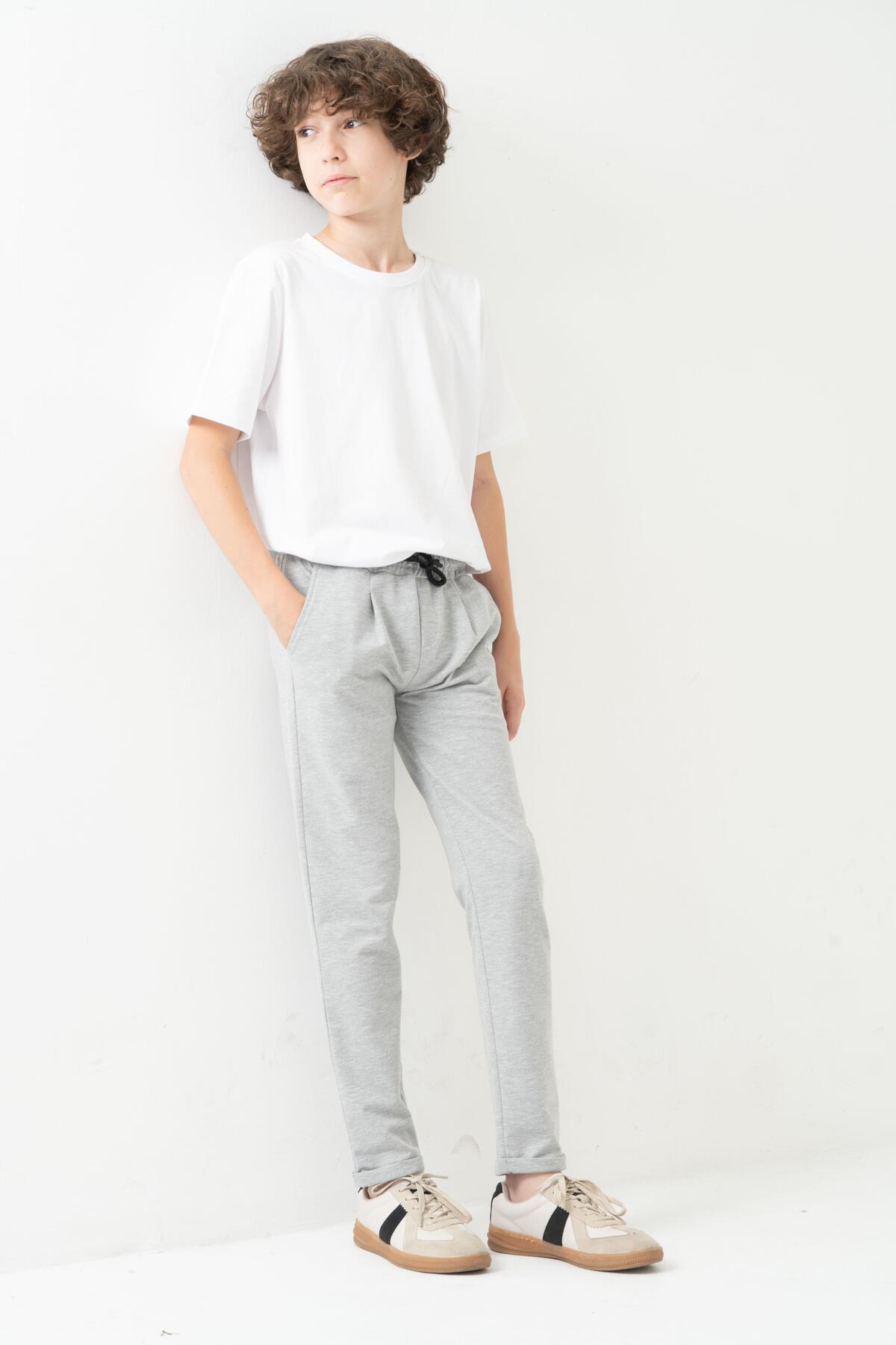 Boys' Double Leg Belt Buttoned Sweatpants
