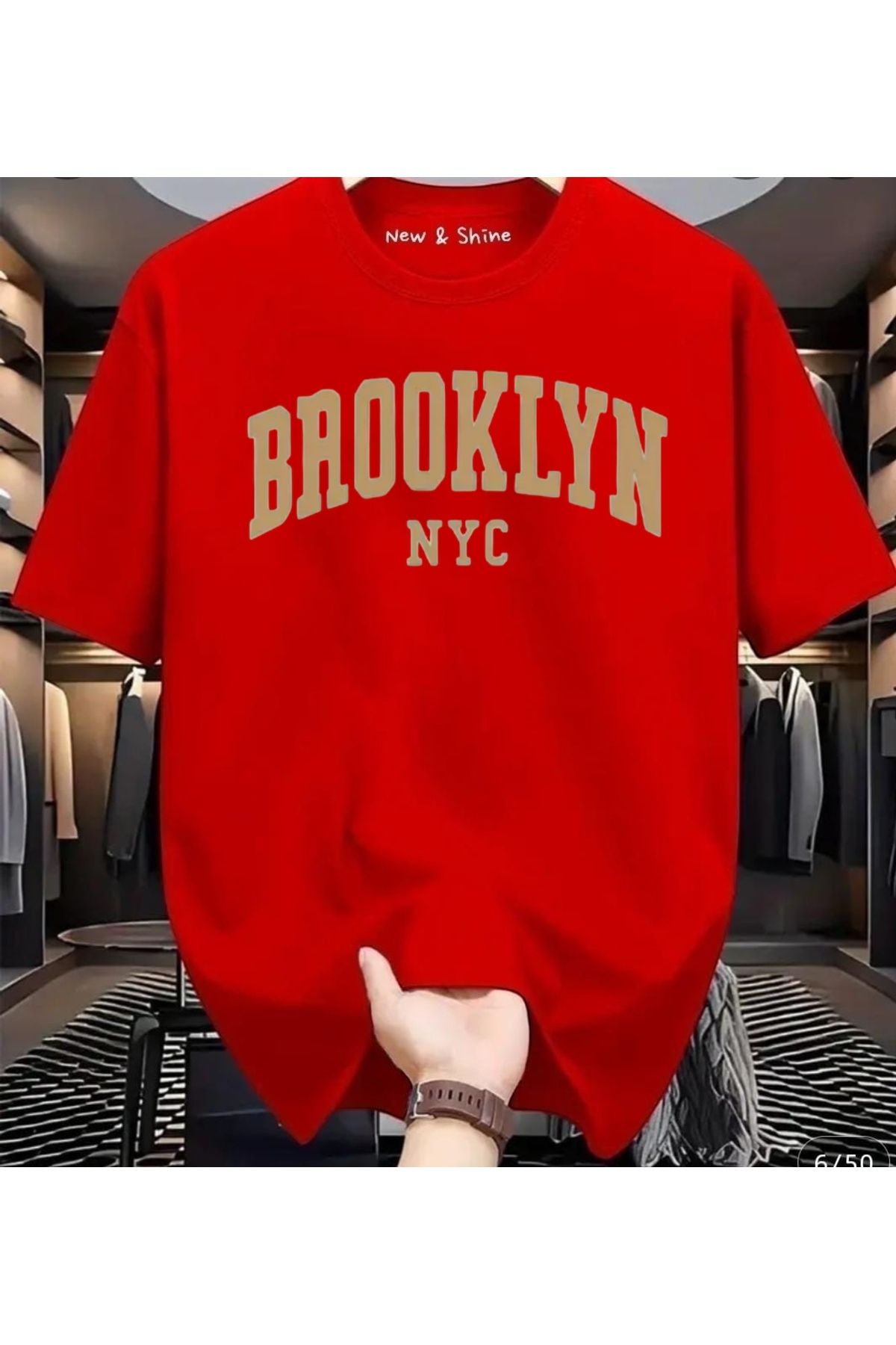New Shine Brooklyn New York Baskılı Oversize T-Shirt